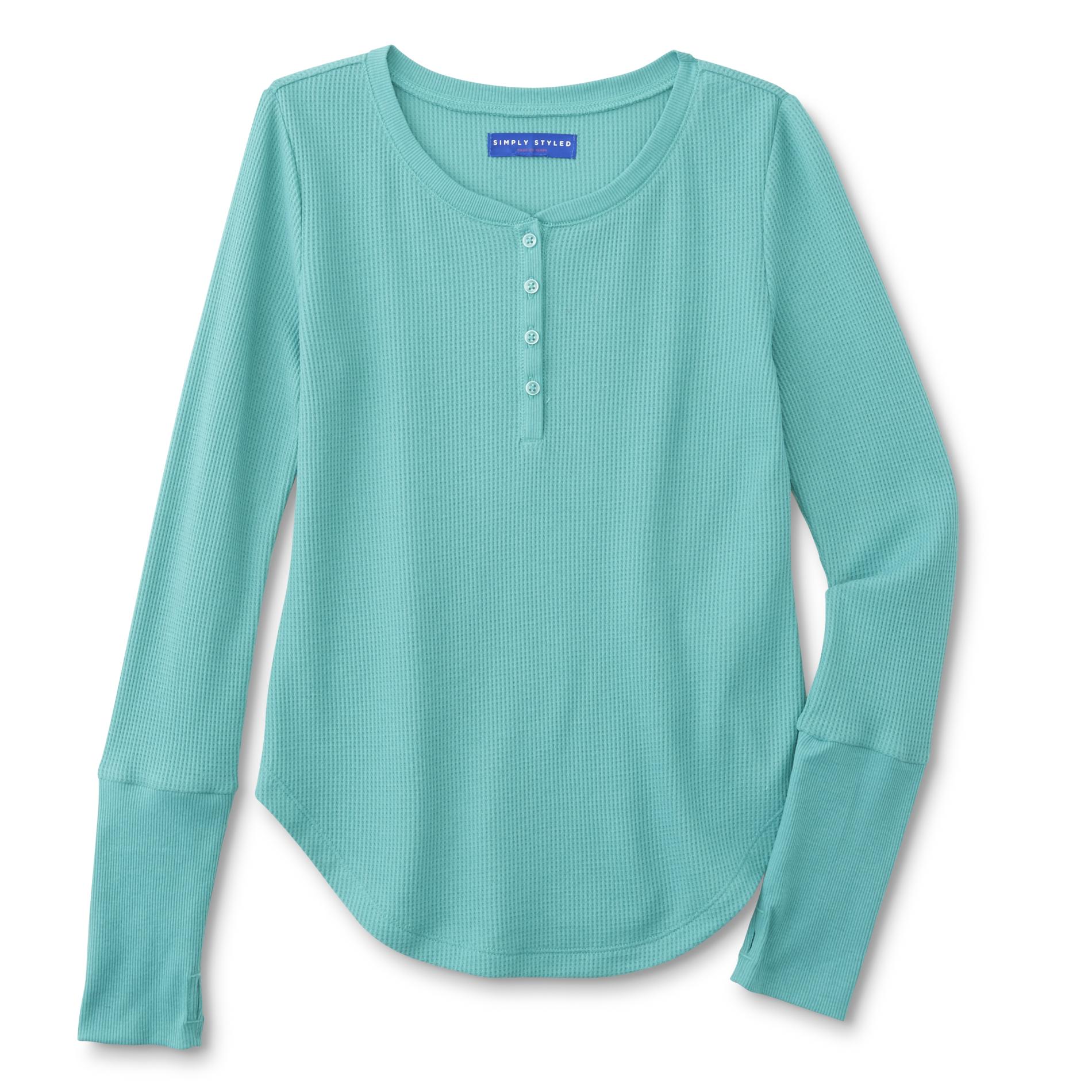 Simply Styled Girl's Thermal Henley