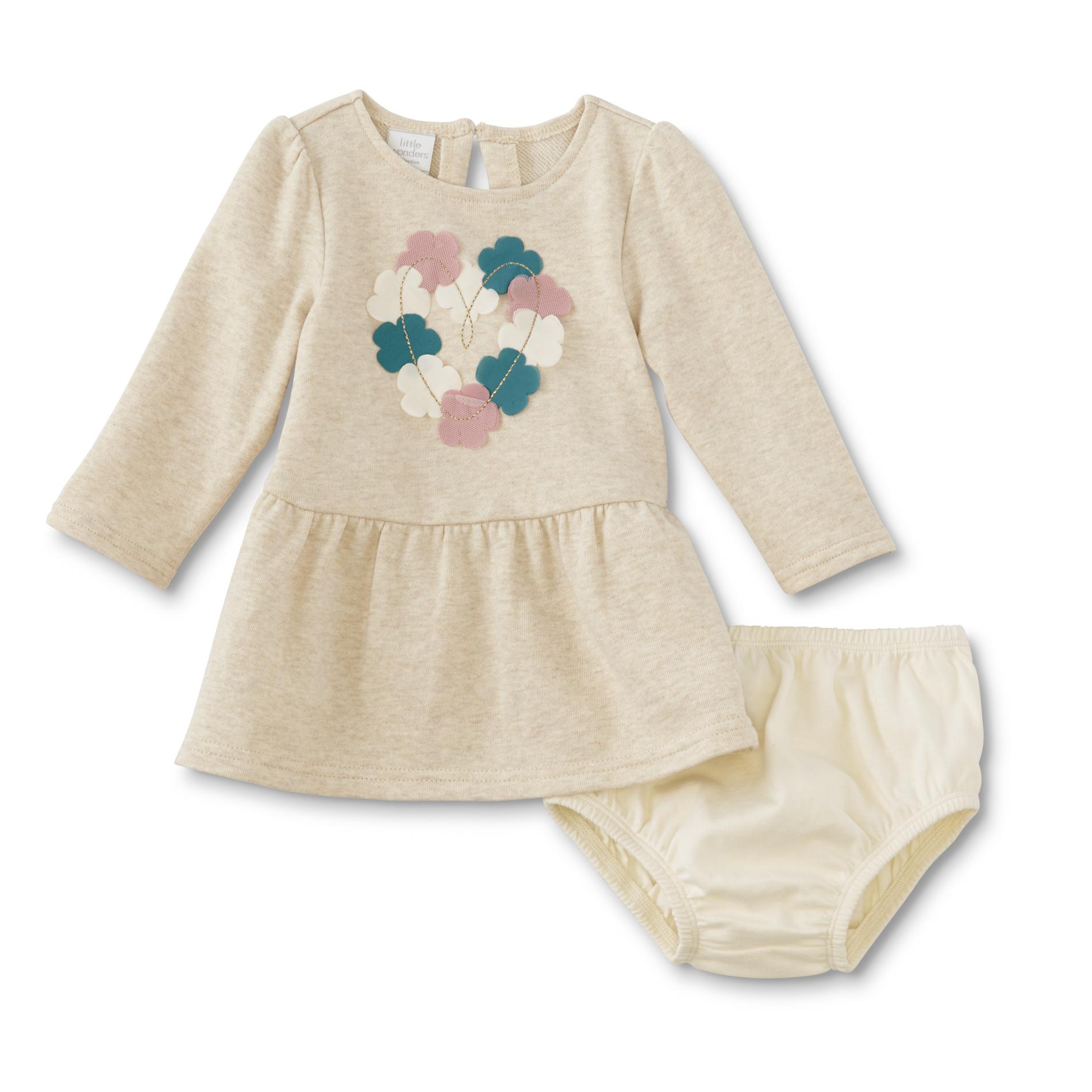 Little Wonders Newborn & Infant Girl's Dress & Diaper Cover - Heart & Floral