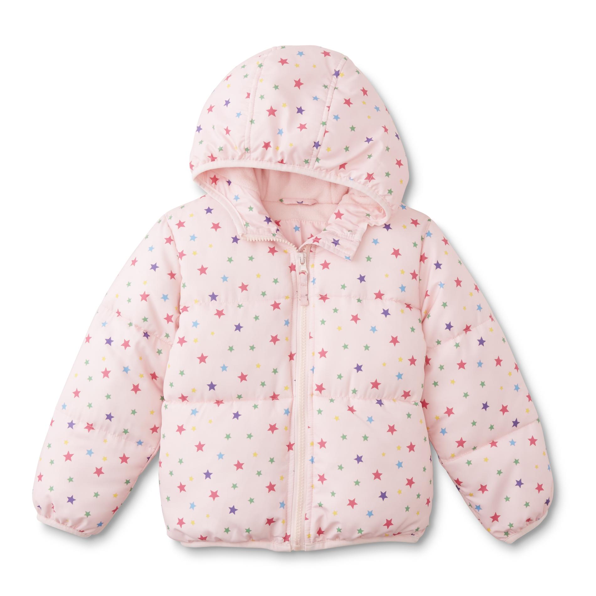 Toughskins Toddler Girl's Hooded Puffer Coat - Stars