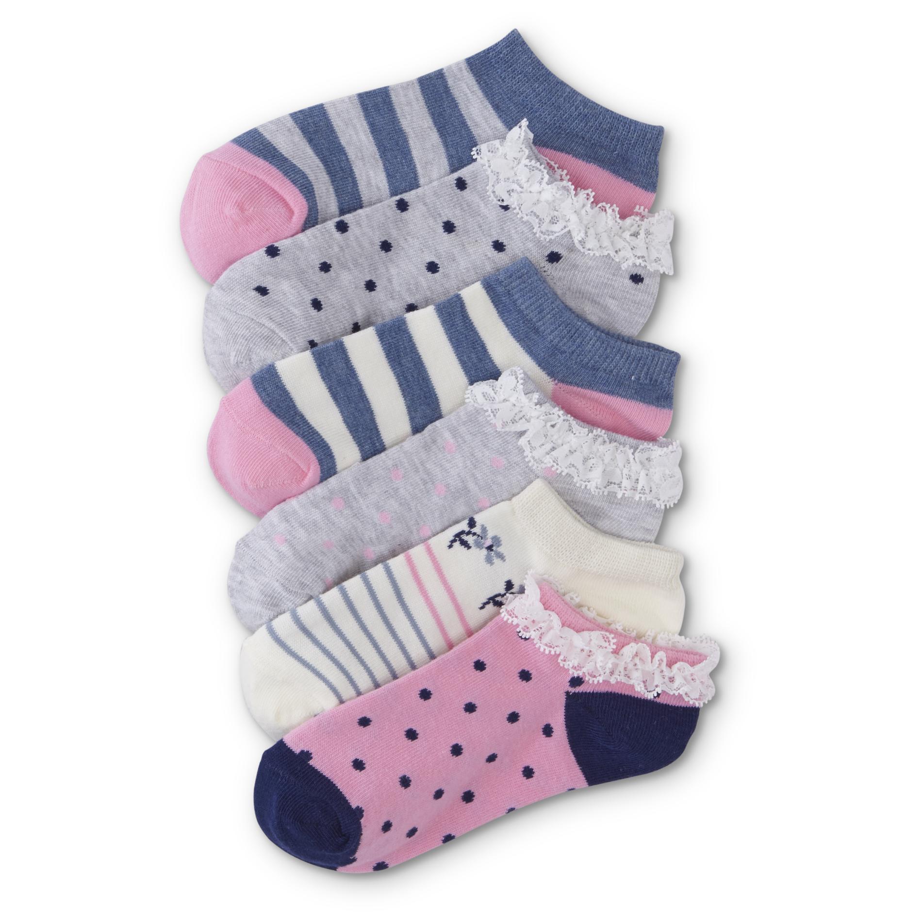 Joe Boxer Girls' 6-Pairs Low-Cut Socks - Striped & Polka Dot