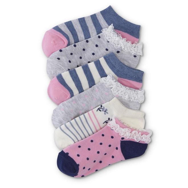 Girls' 6Pairs LowCut Socks Striped & Polka Dot