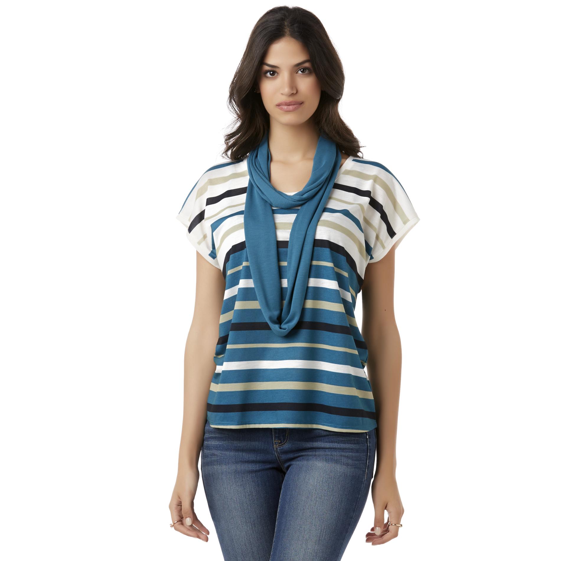 Canyon River Blues Women's Sleeveless Top & Loop Scarf - Striped