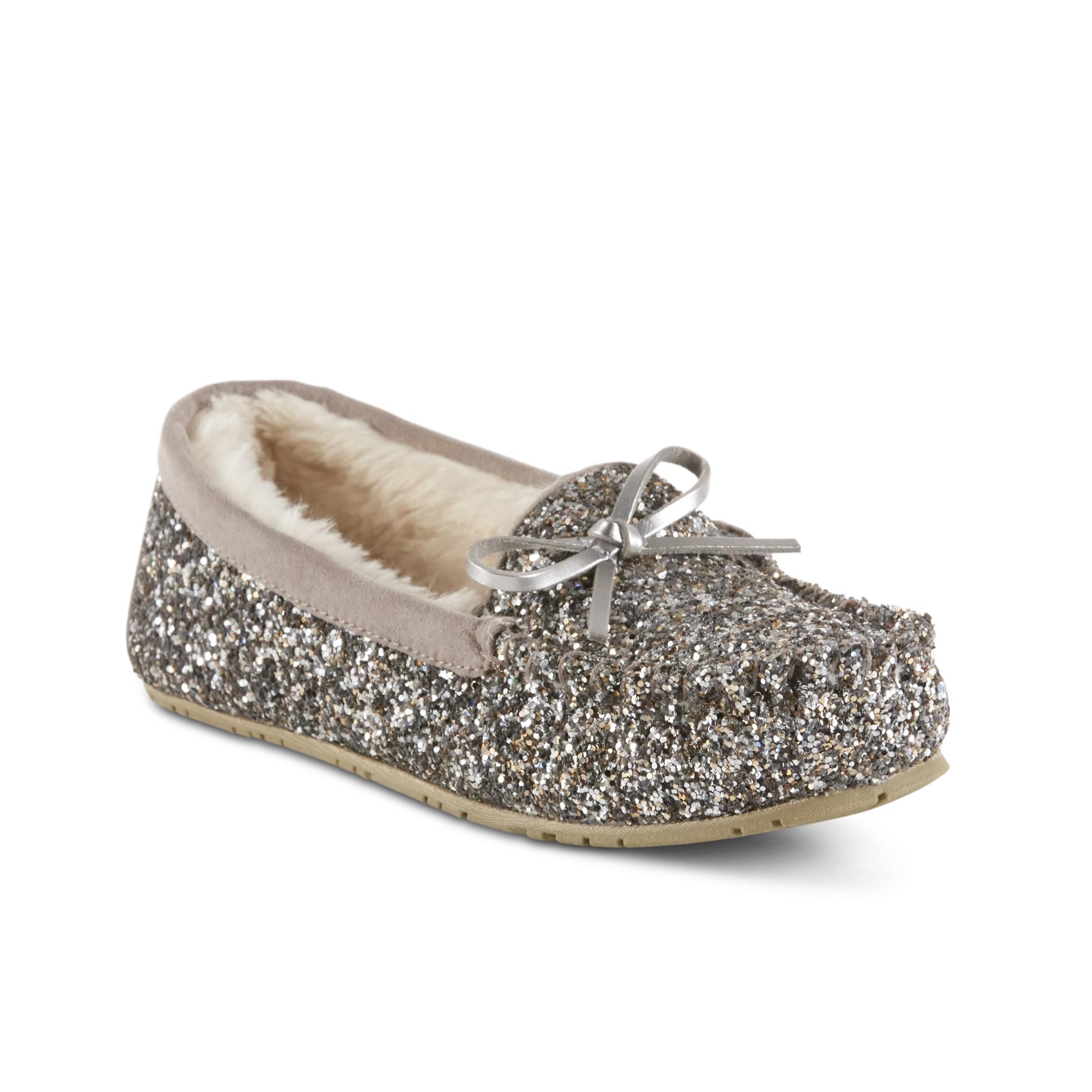 glitter moccasin slippers