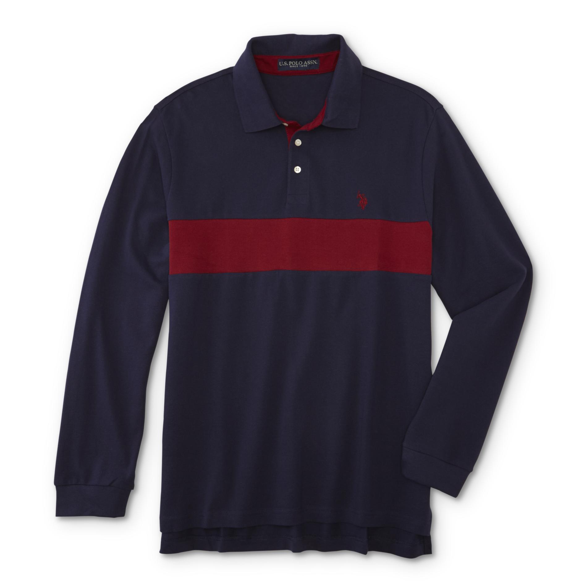 Jordache Men's Long-Sleeve Polo Shirt - Colorblock