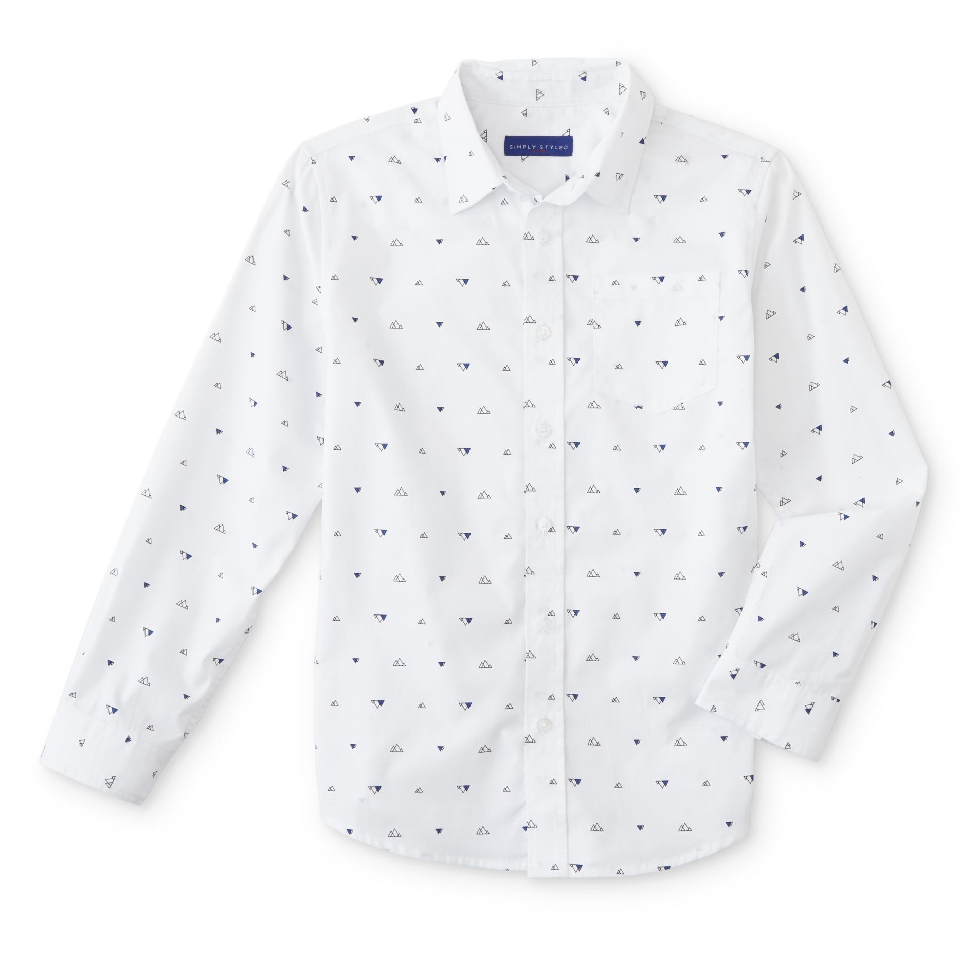 Simply Styled Boys' Button-Front Shirt - Triangles