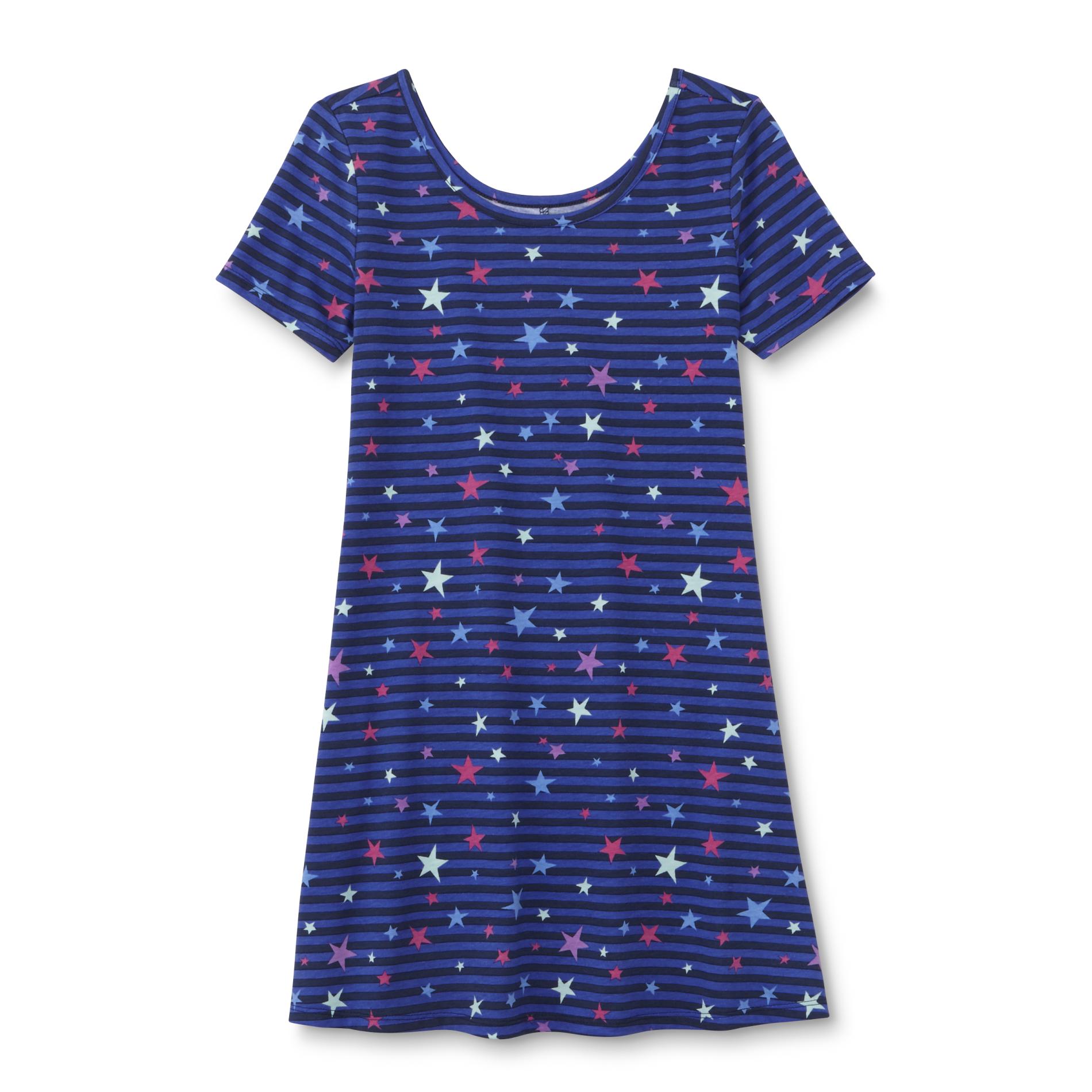 Basic Editions Girl's T-Shirt Dress - Stars & Stripes
