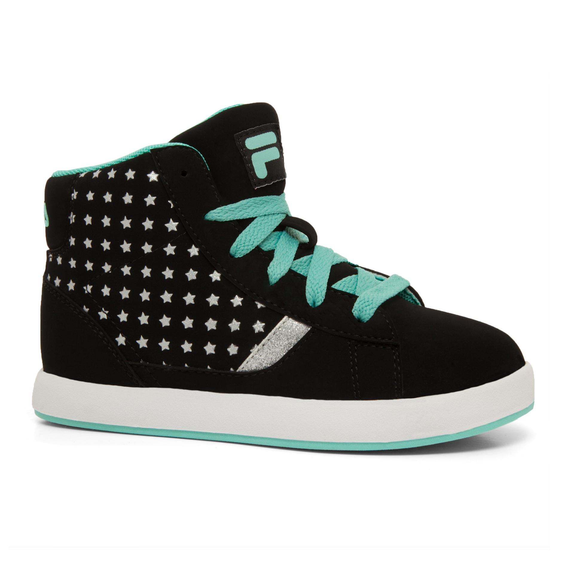 Fila Girls' Dyana  High-Top Sneaker - Black/Aqua