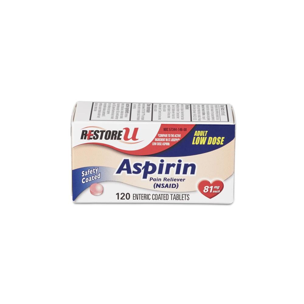 RestoreU Adult Low-Dose Aspirin - 120 Enteric Coated Tablets
