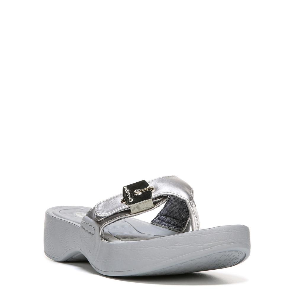 Dr. Scholl's Women's Roll Silver Thong Sandal
