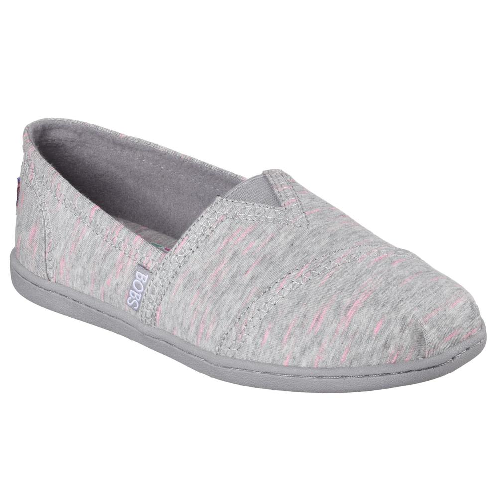Skechers Women's Bobs Bliss Dashes Gray/Pink/Space-Dyed Flat