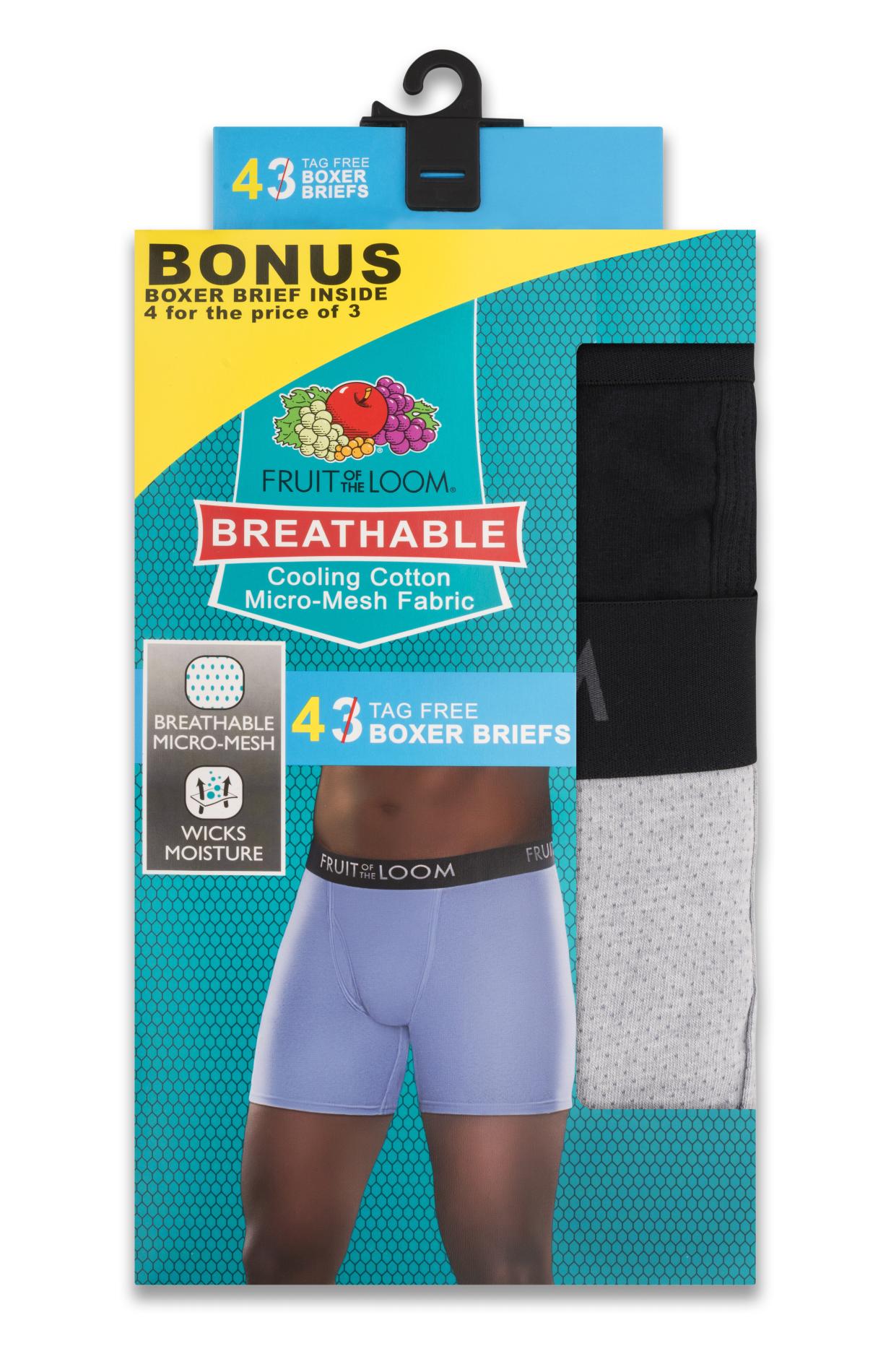 Fruit of the Loom Men's Breathable 3+1 Bonus Pack Boxer Briefs Shop