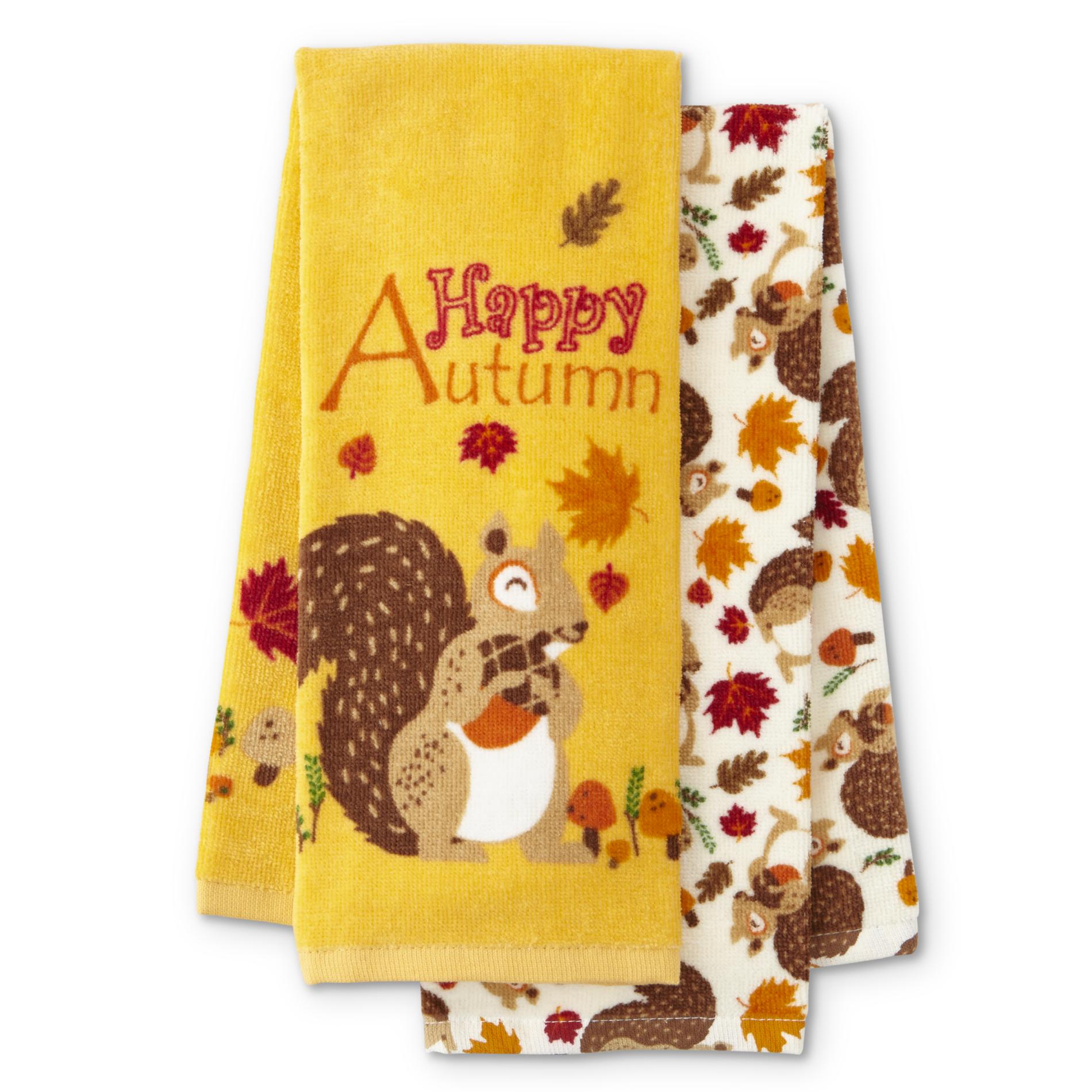 Be Thankful 2-Pack Thanksgiving Kitchen Towels - Squirrels