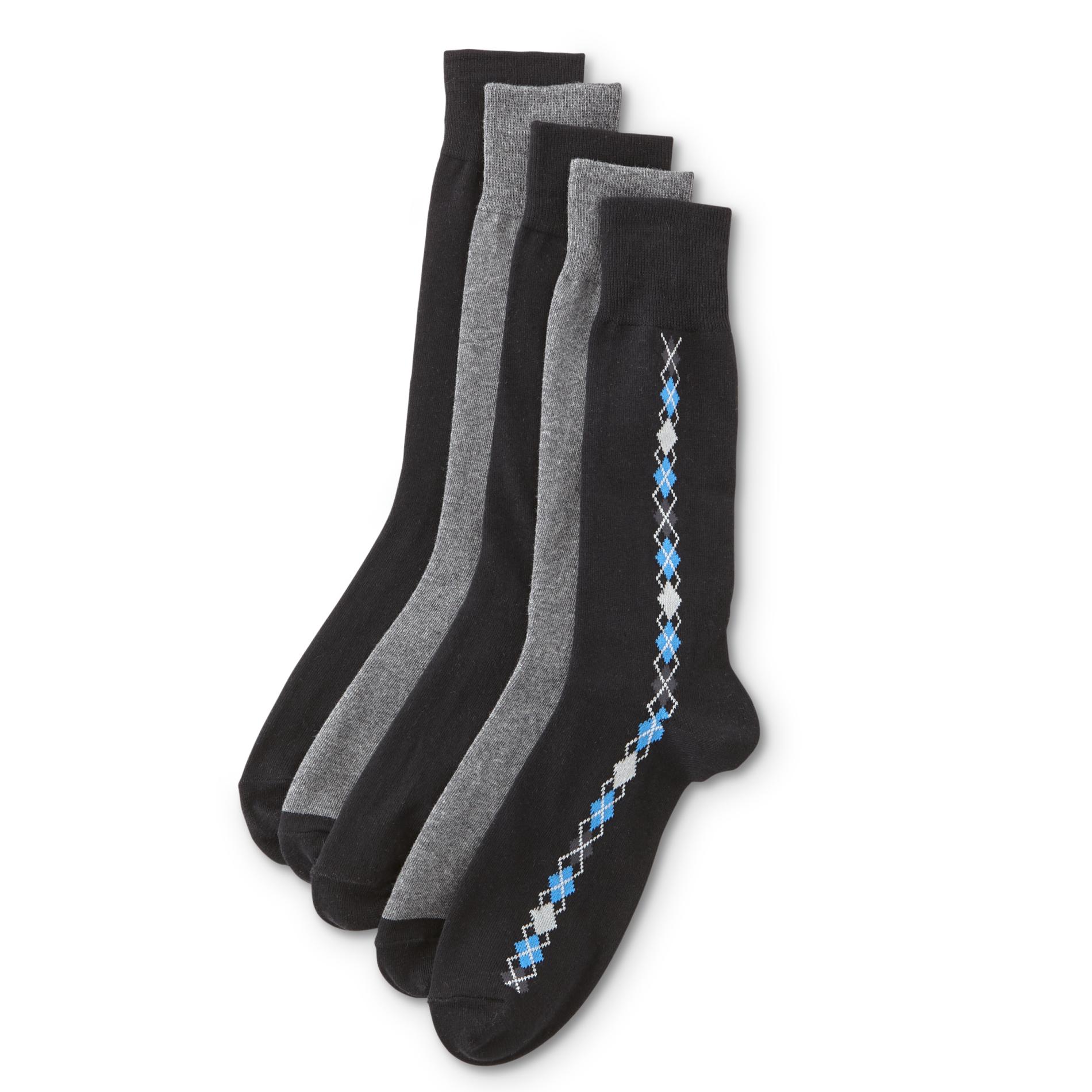 Structure Men's 5-Pairs Dress Socks - Argyle, Solid & Marled
