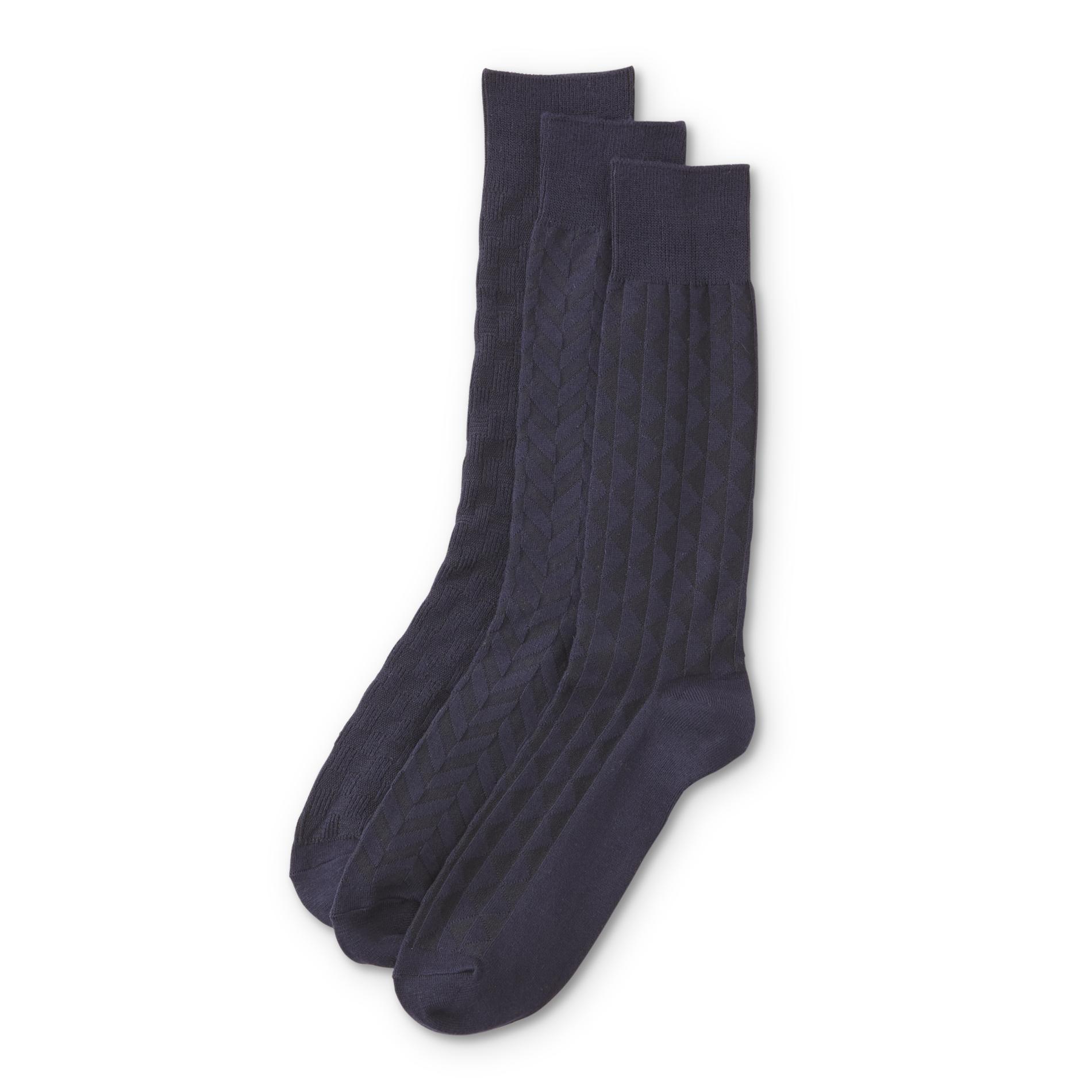 Structure Men's 3-Pairs Dress Socks - Chevron, Striped & Plaid