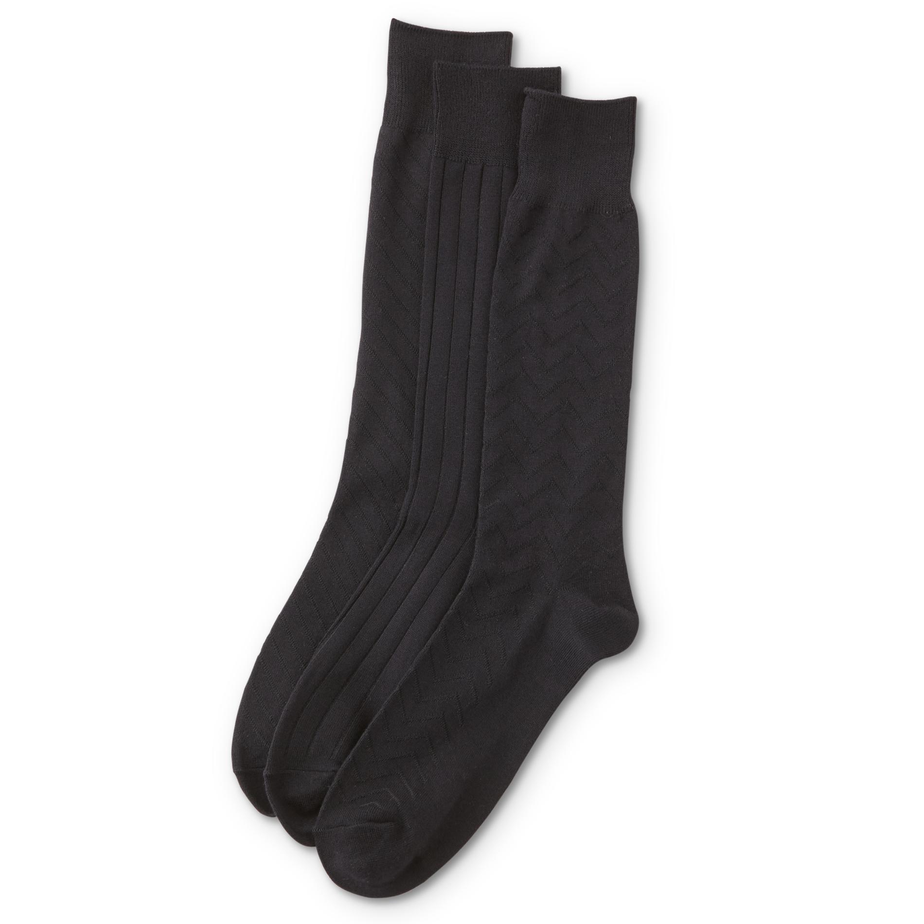 Structure Men's 3-Pairs Dress Socks - Striped & Chevron