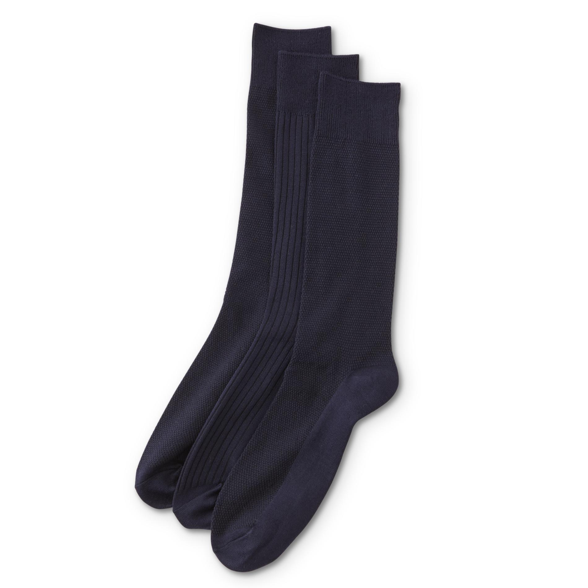 Structure Men's 3-Pairs Dress Socks - Striped & Cable