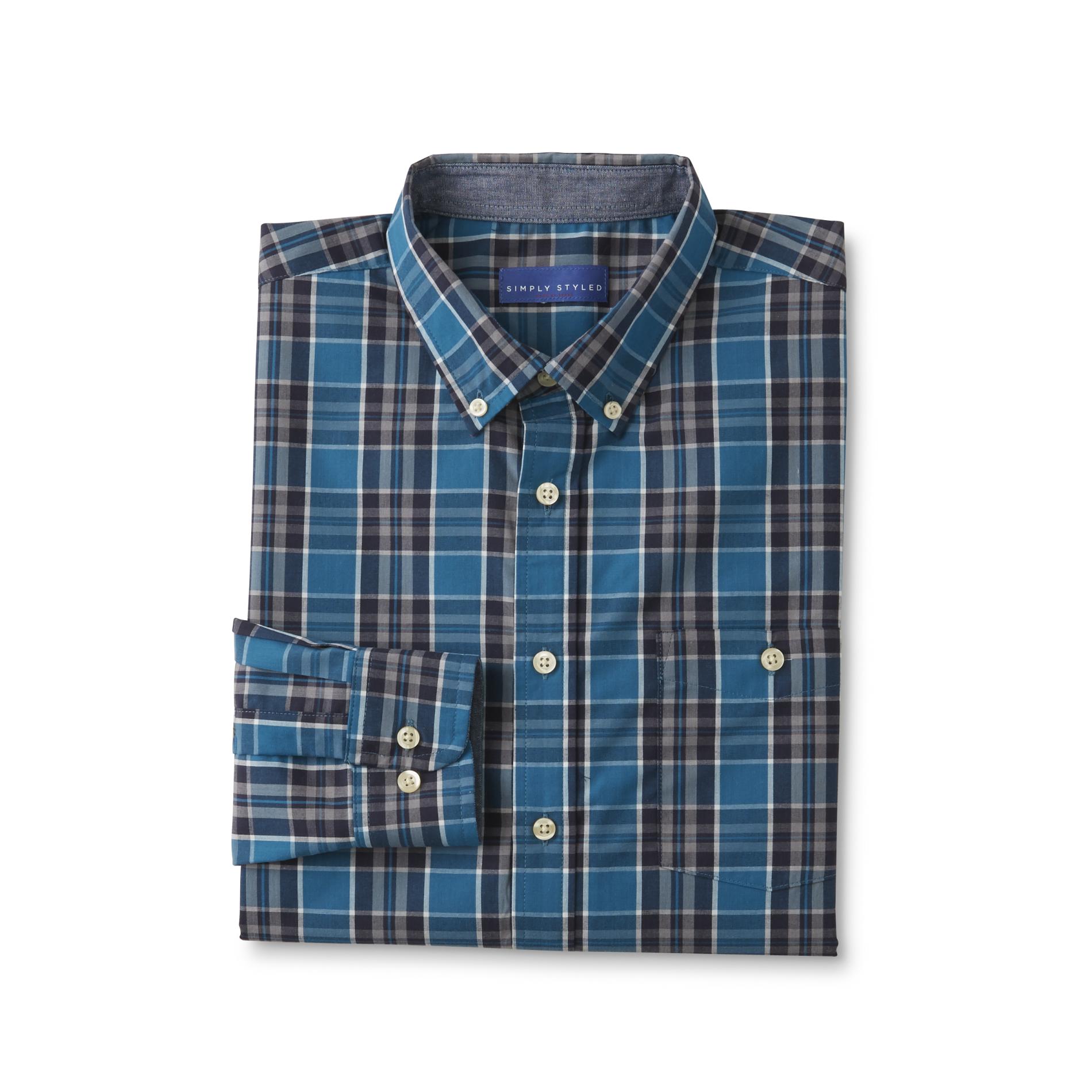 Simply Styled Men's Button-Front Shirt - Plaid