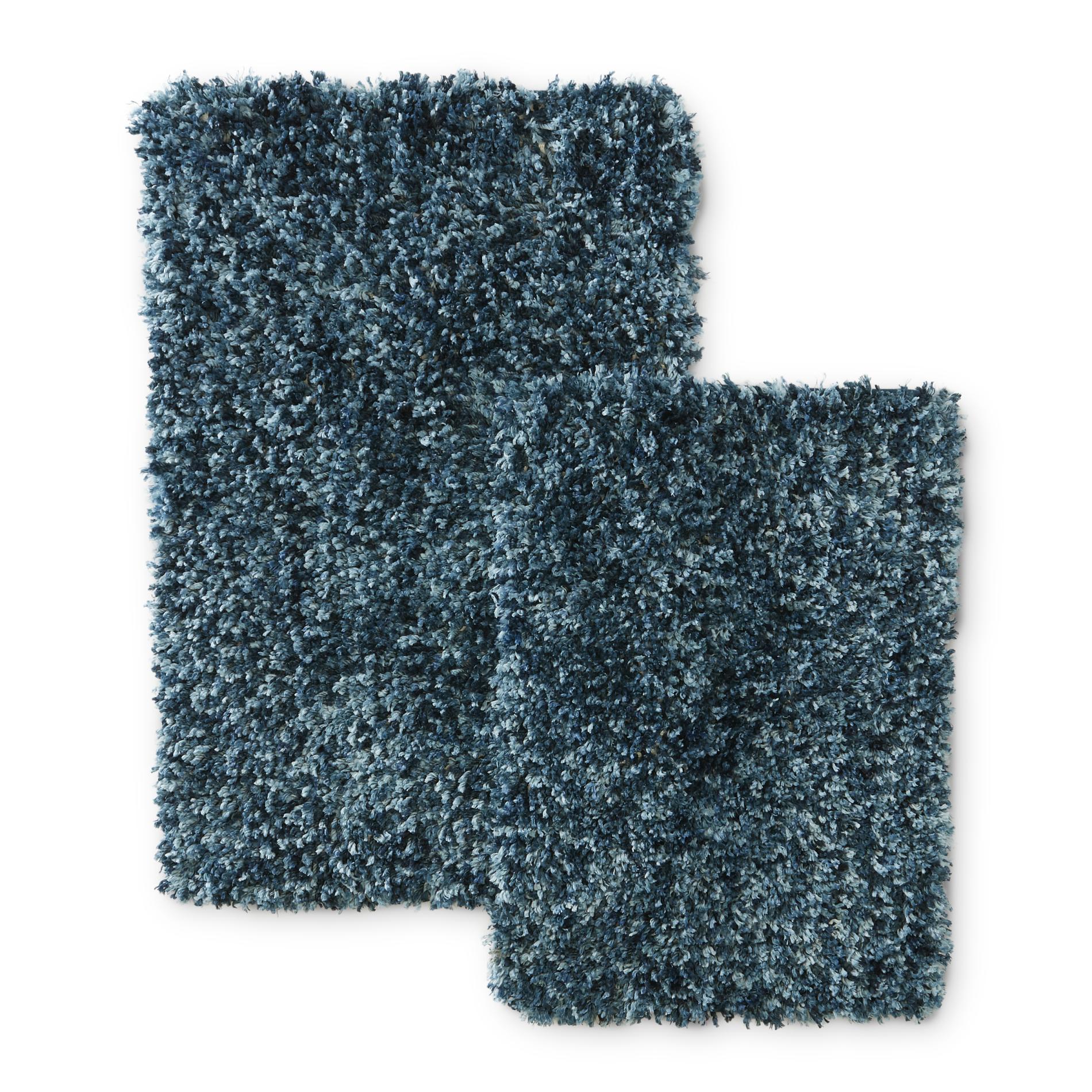 Essential Home 2-Piece Marble Shag Bath Rug Set, Blue Essential Home 2-Piece Marble Shag Bath Rug Set, Blue