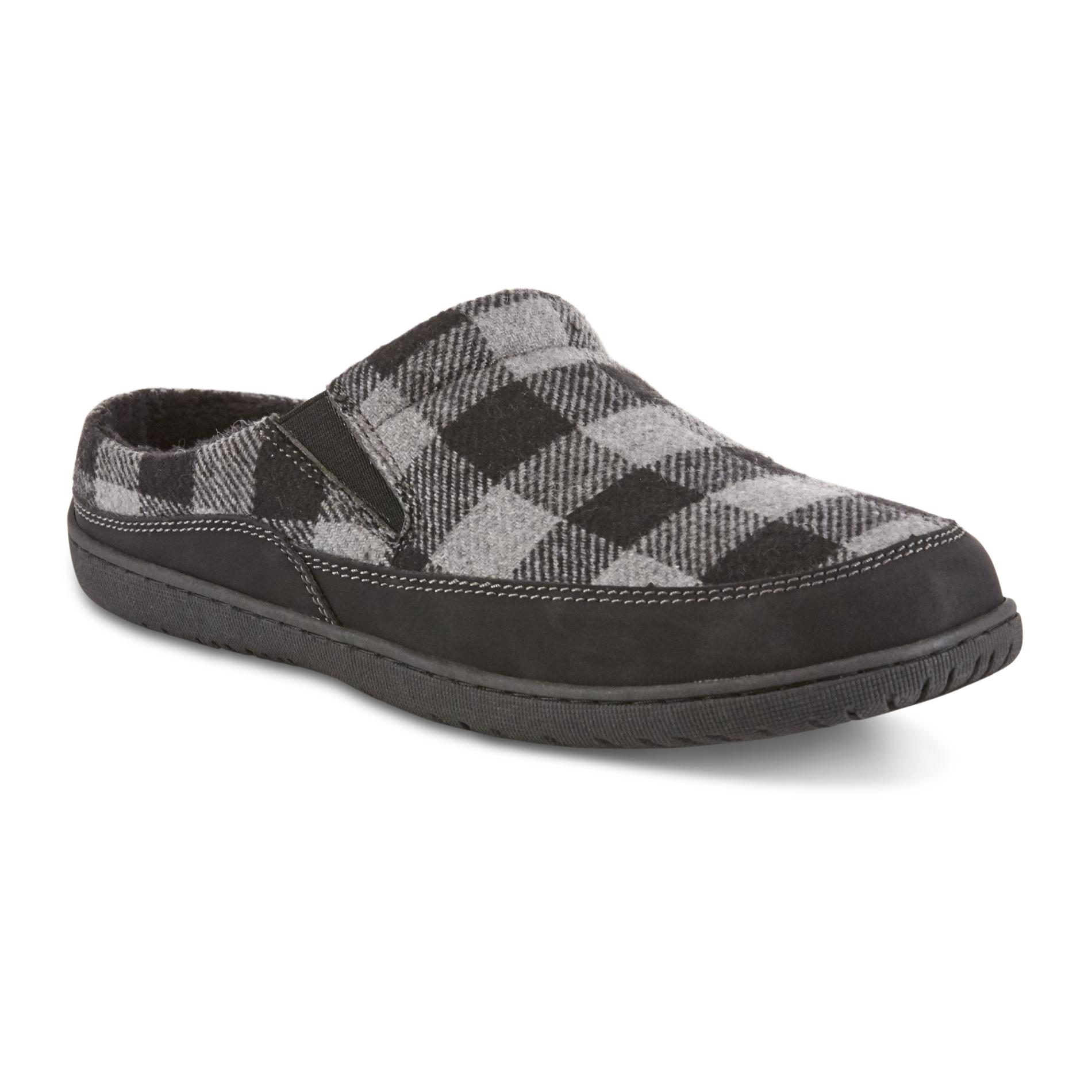 Thom McAn Men's Conner Clog Slipper - Black/Gray/Plaid