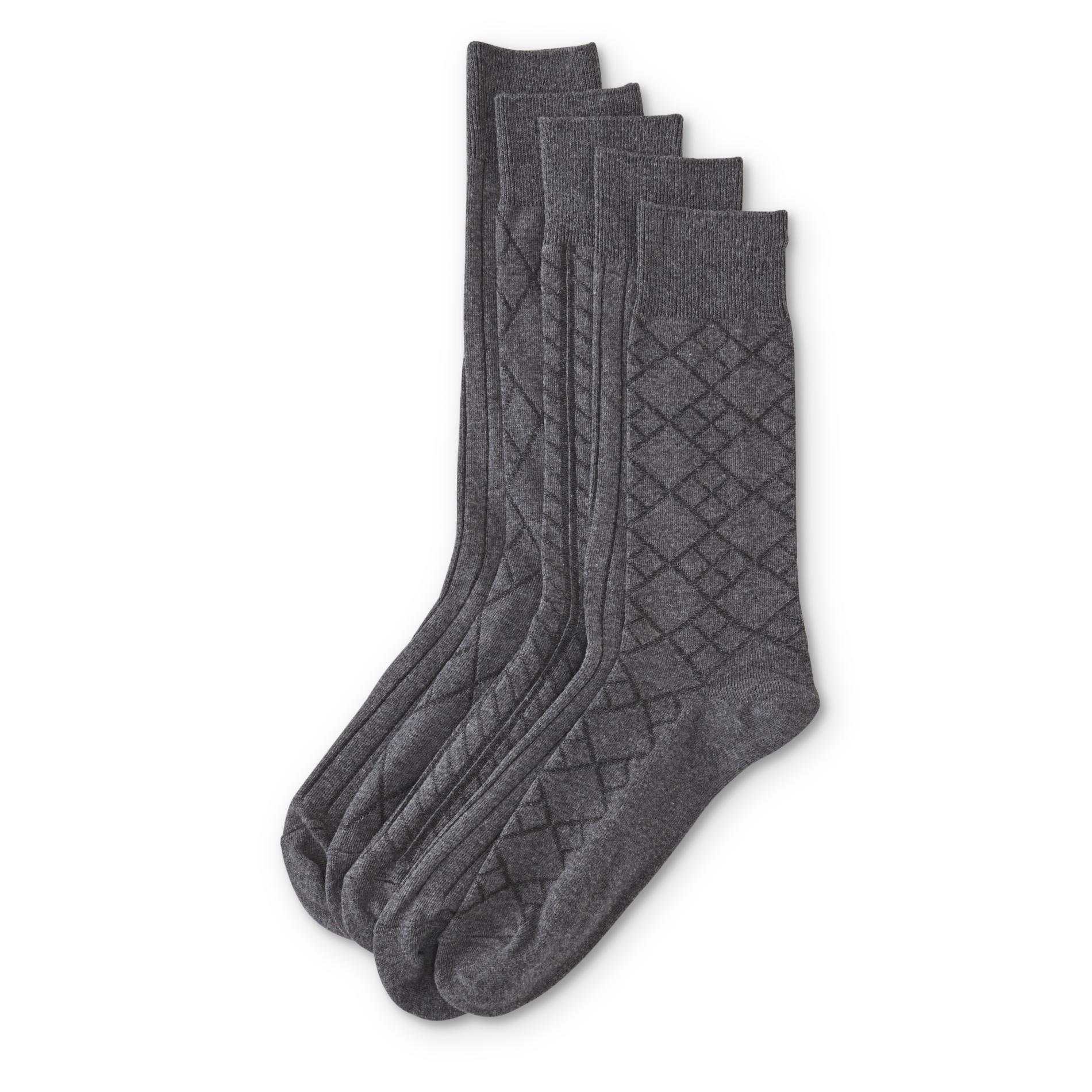 Basic Editions Men's 5-Pairs Dress Socks - Textured