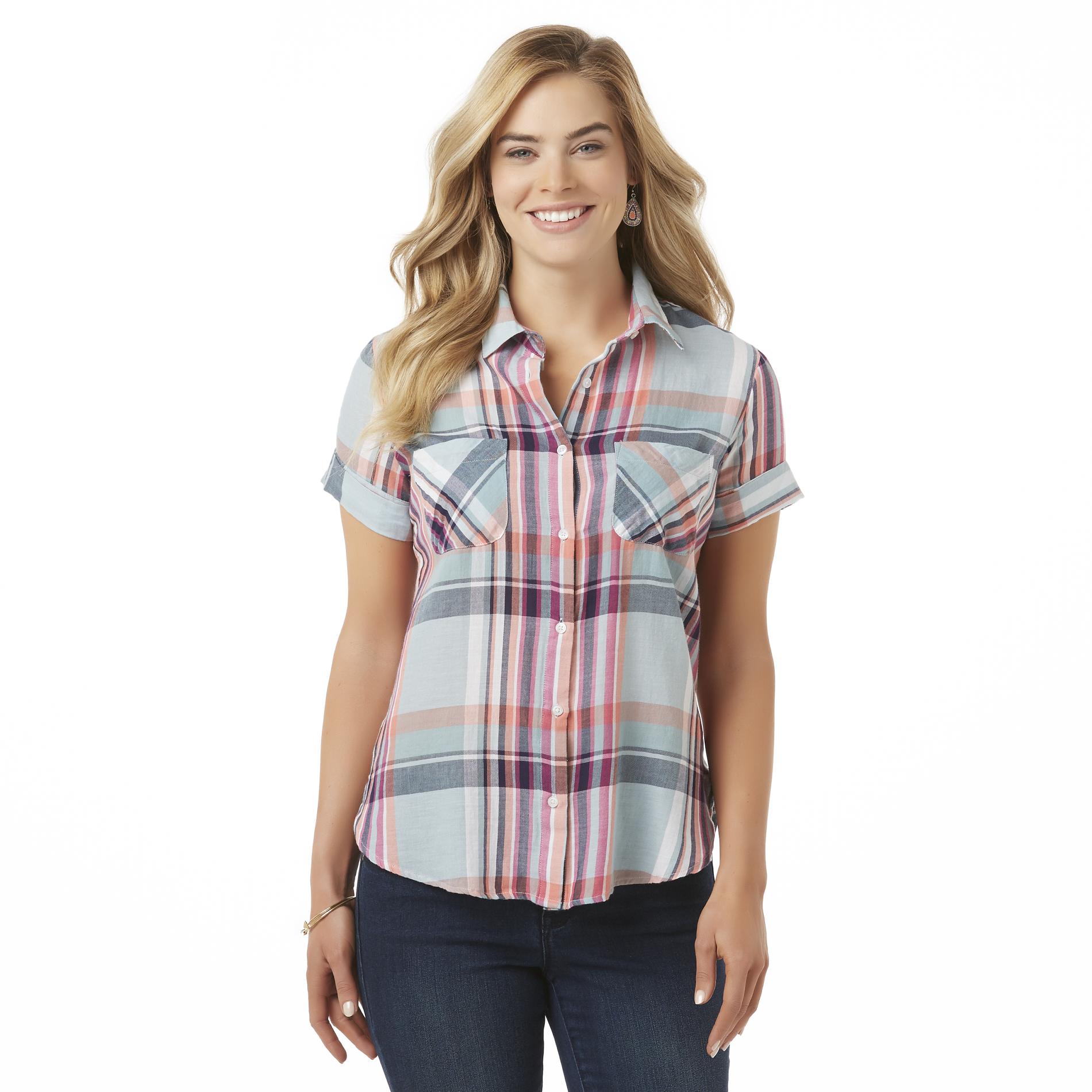 Simply Styled Women's Short-Sleeve Blouse - Plaid