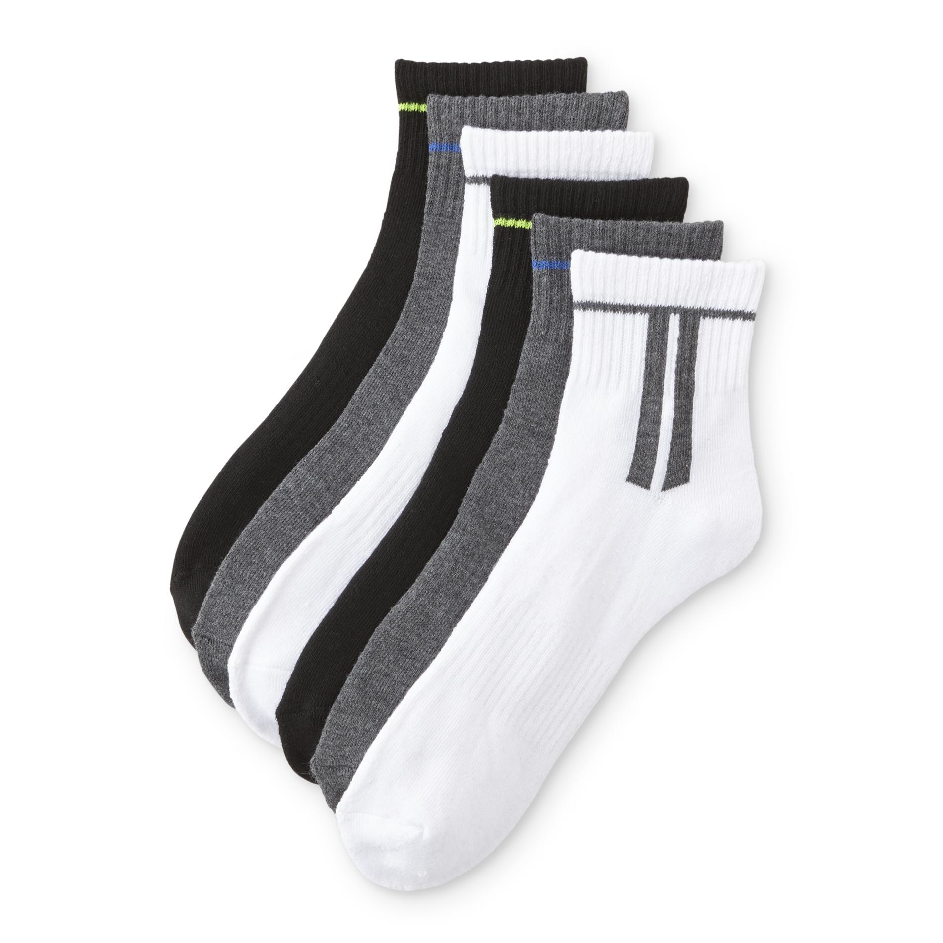 Everlast® Men's 6Pairs Athletic Arch Support Quarter Socks Striped