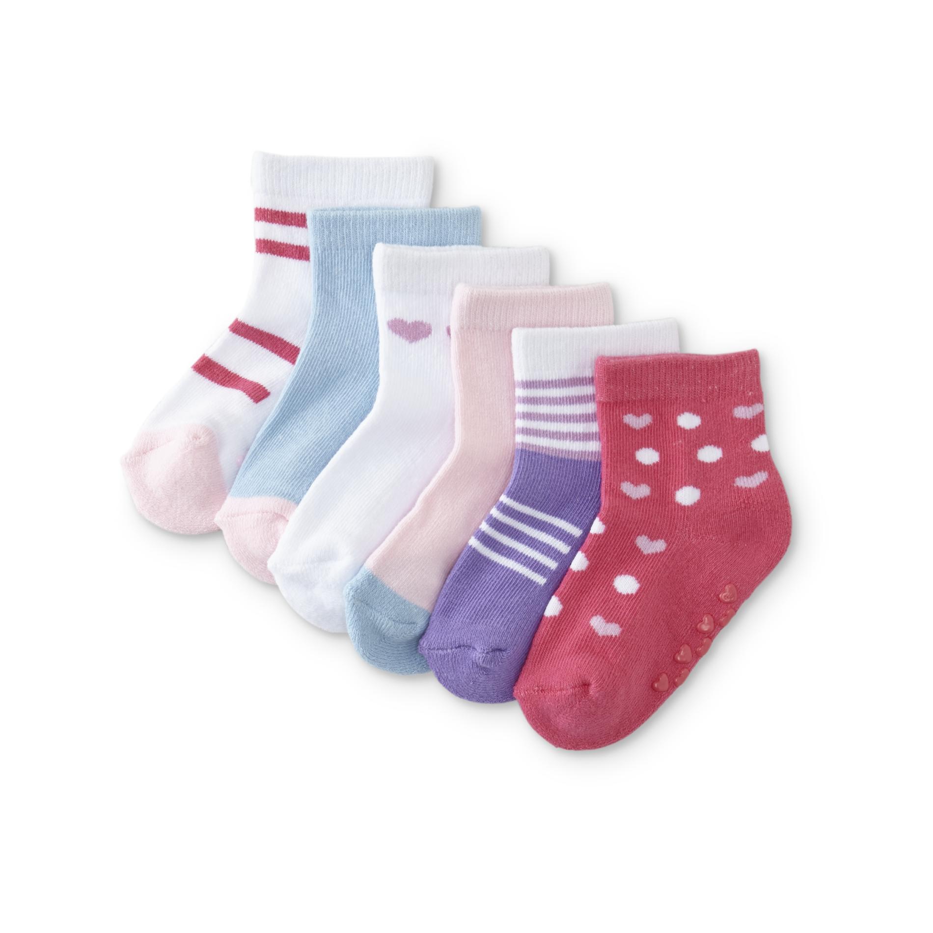 Toddler Girls' 6-Pairs Crew Socks - Hearts