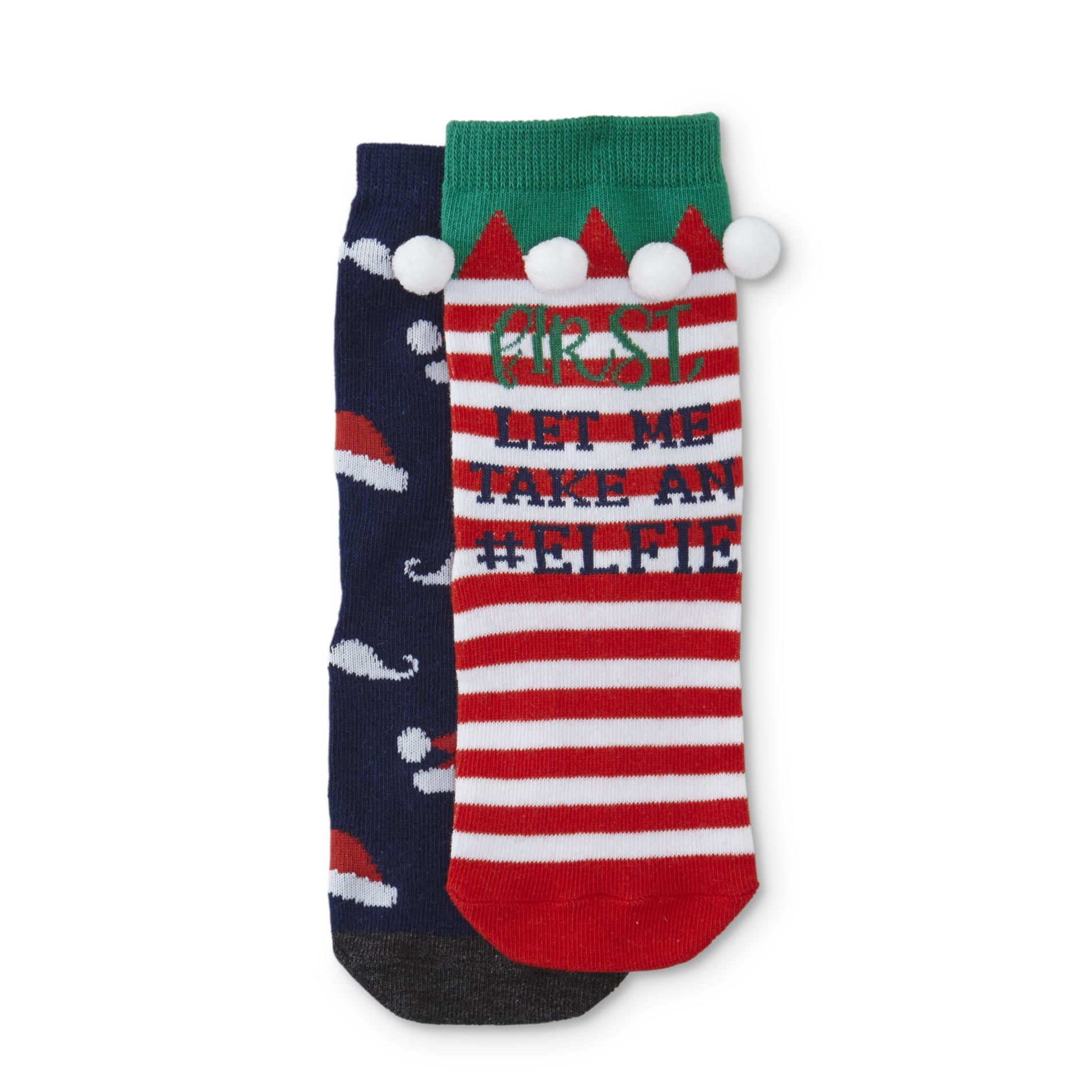 Joe Boxer Kids' 2-Pairs Christmas Crew Socks - #Elfie