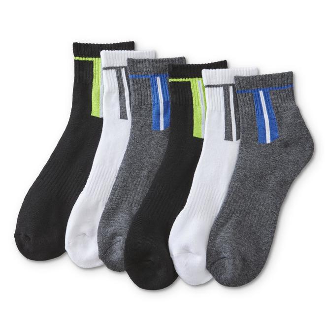 Athletech Men's 6Pairs Quarter Socks Colorblock