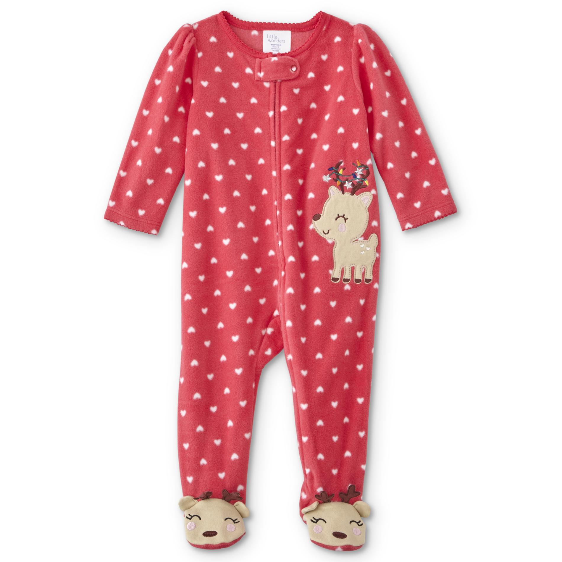 Little Wonders Infant Girls' Fleece Sleeper Pajamas - Reindeer