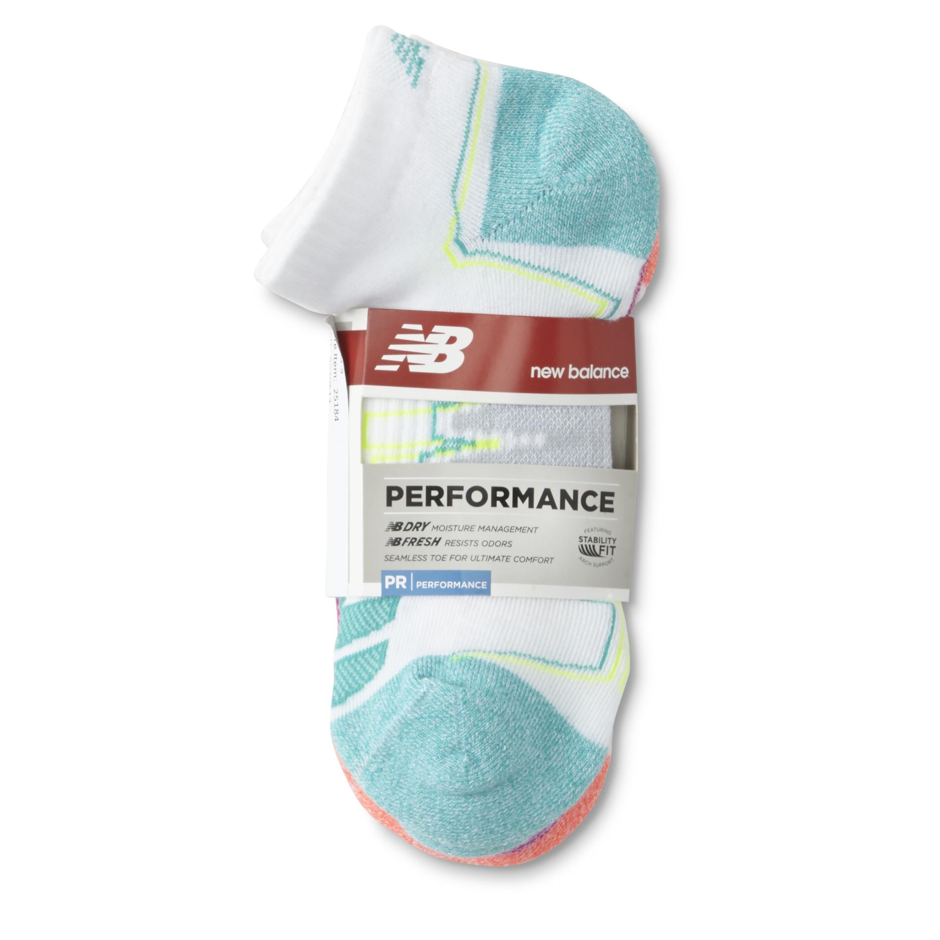 New Balance Women's 3Pairs Ankle Athletic Socks Colorblock