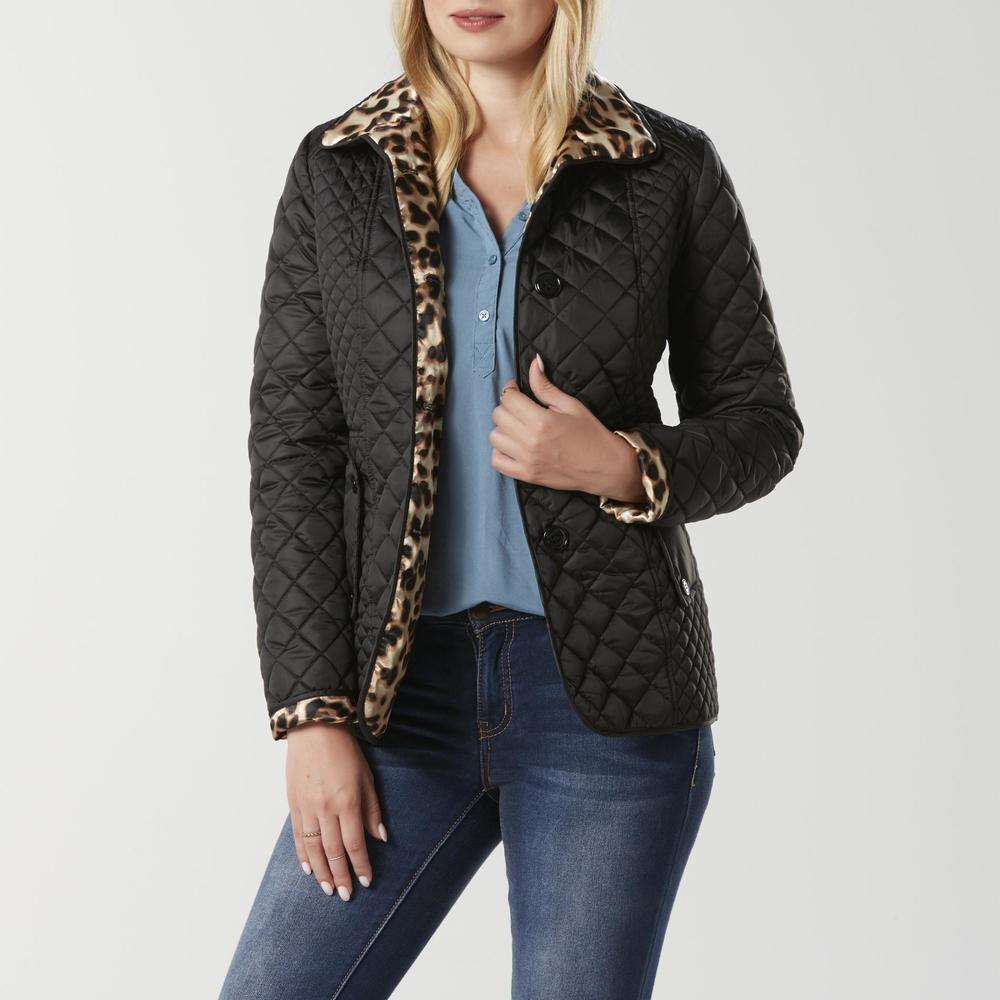 Laura Scott Women's Quilted Puffer Coat - Leopard