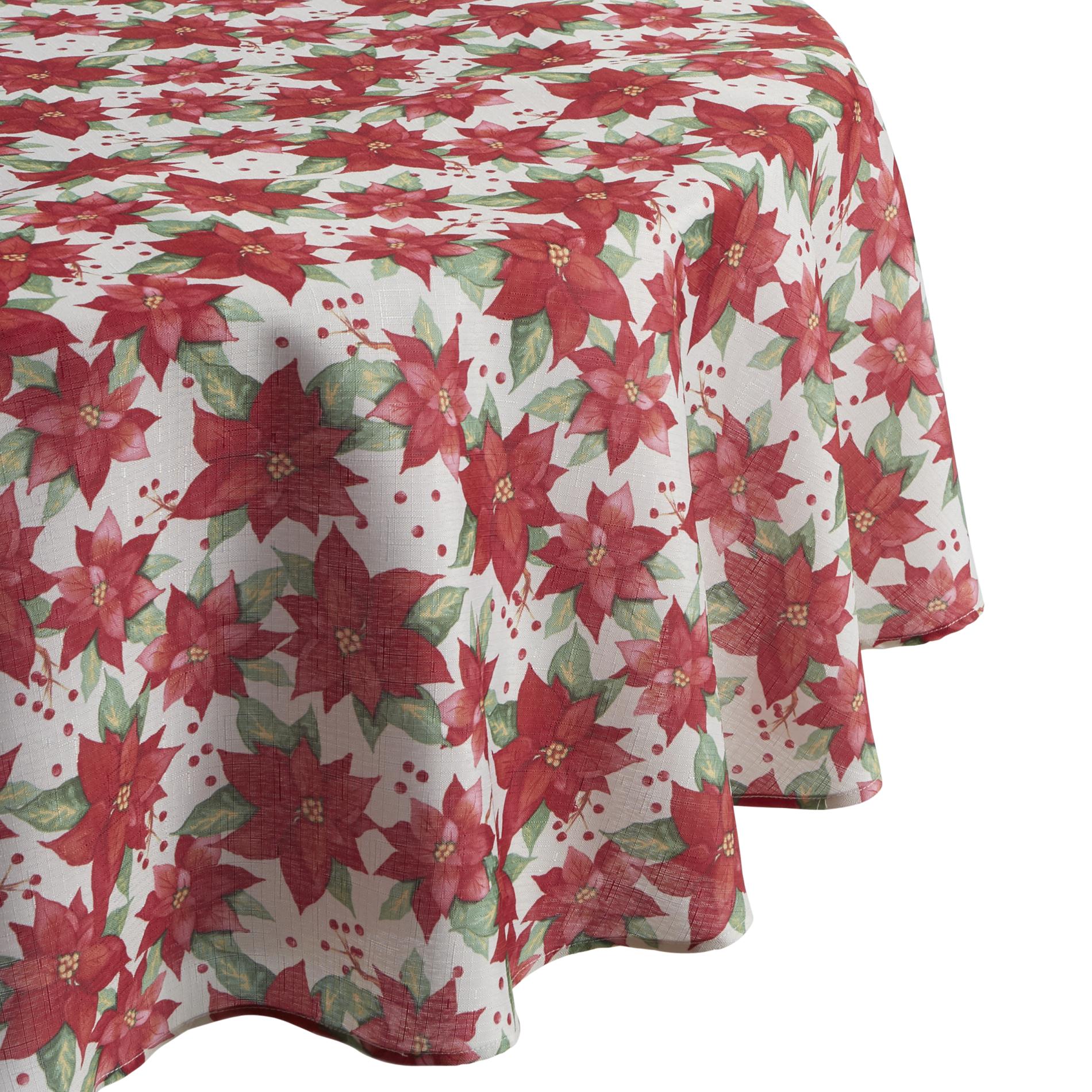 Trim A Home&reg; Cloth Tablecloth - Poinsettias