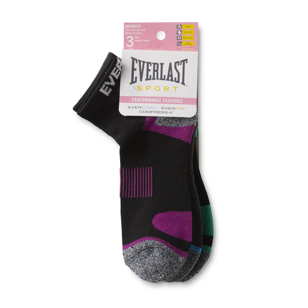 Everlast&reg; Sport Women's 3-Pairs Athletic Quarter Socks - Assorted