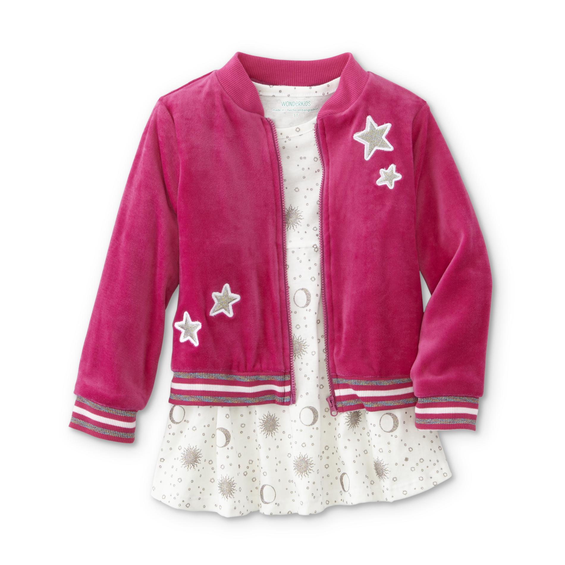 WonderKids Infant & Toddler Girls' Skater Dress & Bomber Jacket - Stars