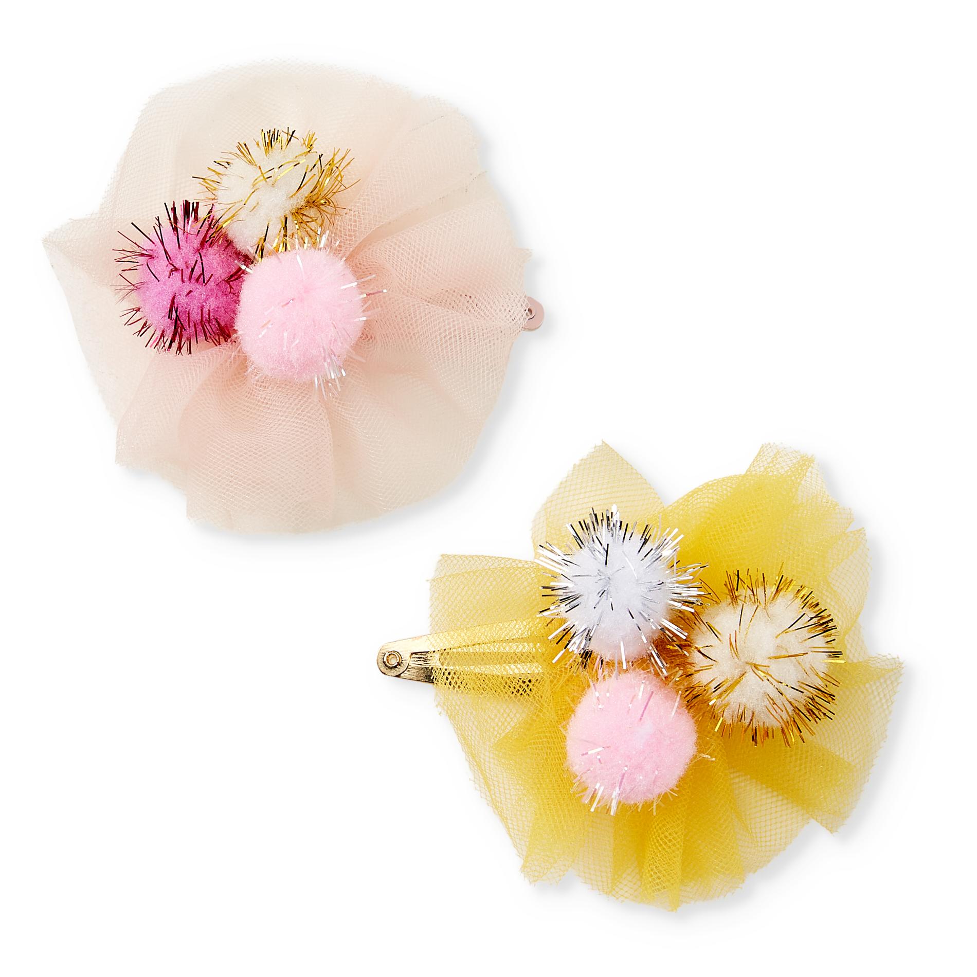 Special Editions Girls' 2-Pack Hair Clips - Pompom, Yellow Special Editions Girls' 2-Pack Hair Clips - Pompom, Yellow