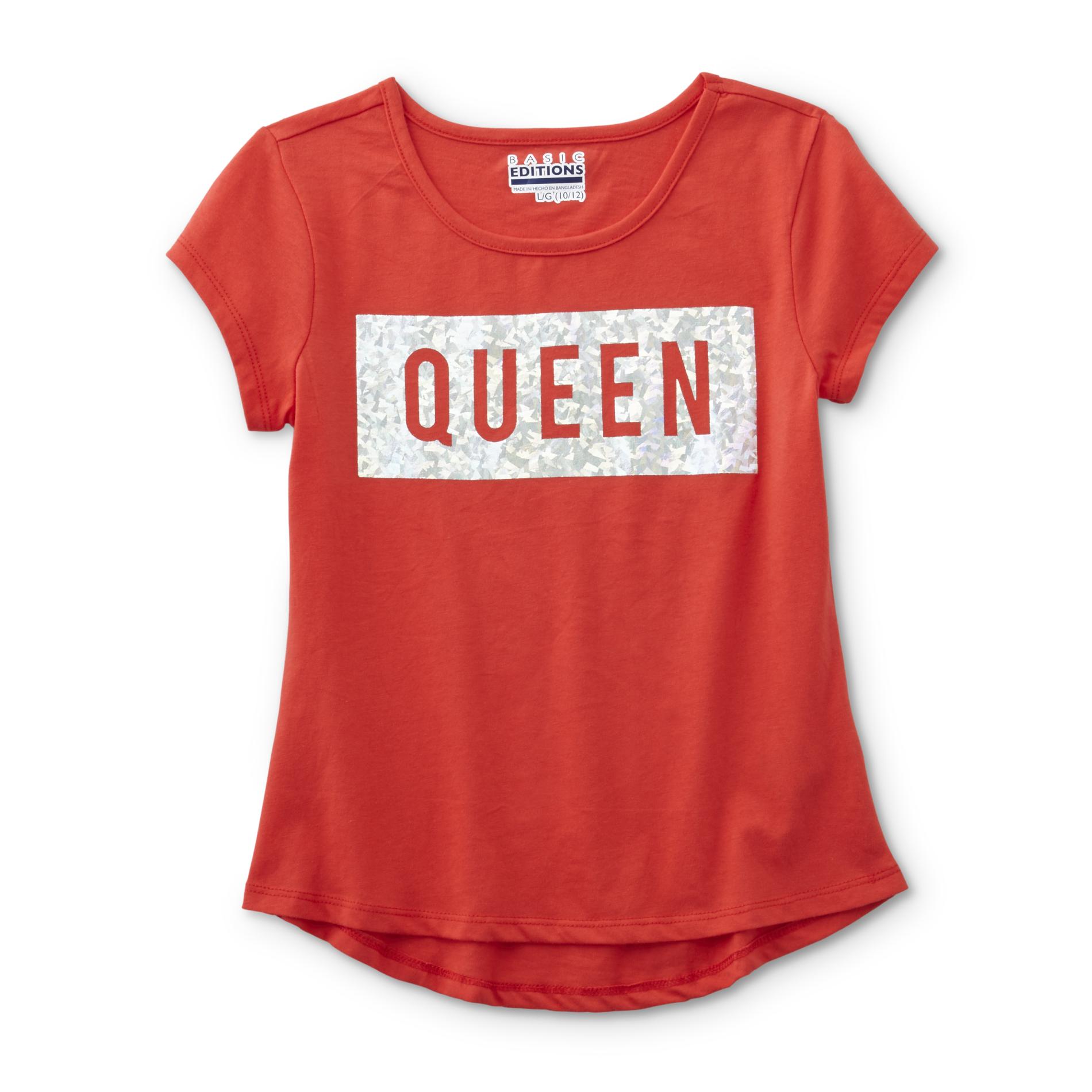 Basic Editions Girls' Graphic T-Shirt - Queen, Size: XL, Poppy Red Basic Editions Girls' Graphic T-Shirt - Queen, Size: XL, Poppy Red
