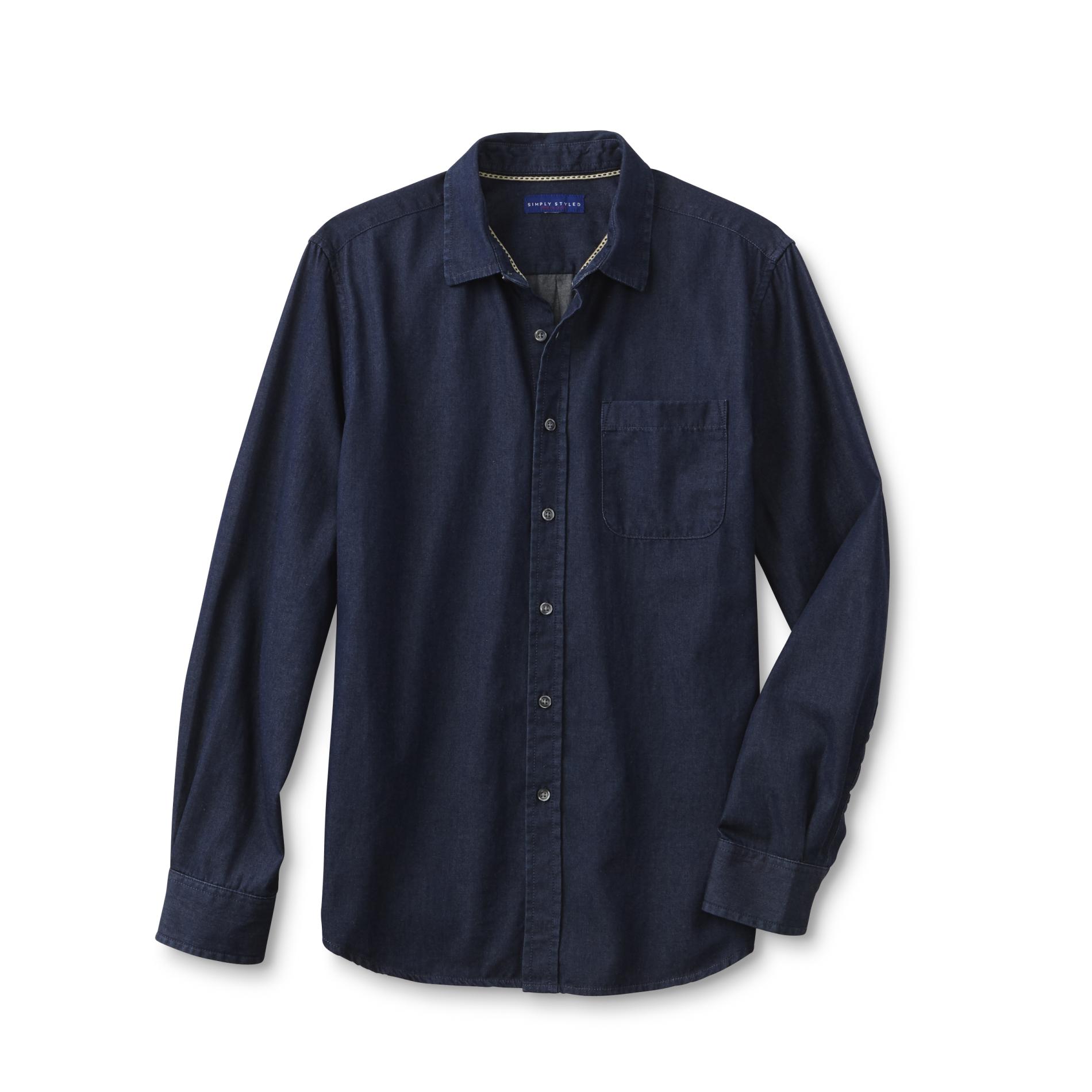 Simply Styled Men's Button-Front Denim Shirt