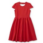 Girls Knit Gathered Fitted Cutout Fit-and-Flare Skater Dress