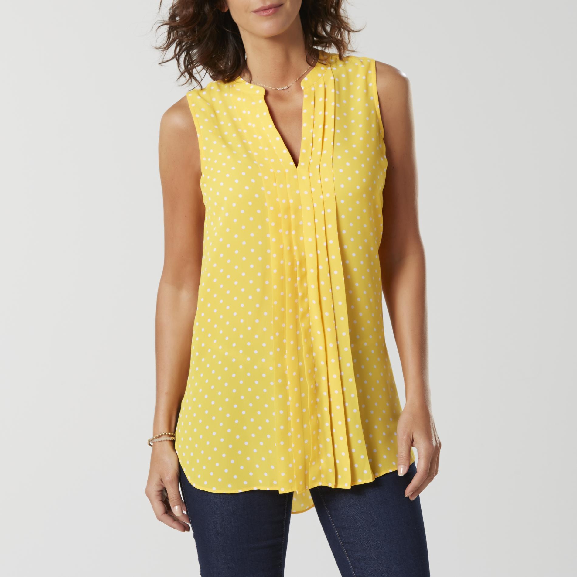 Jaclyn Smith Women's Sleeveless Blouse - Dots, Size: XL, Blue Jaclyn Smith Women's Sleeveless Blouse - Dots, Size: XL, Blue