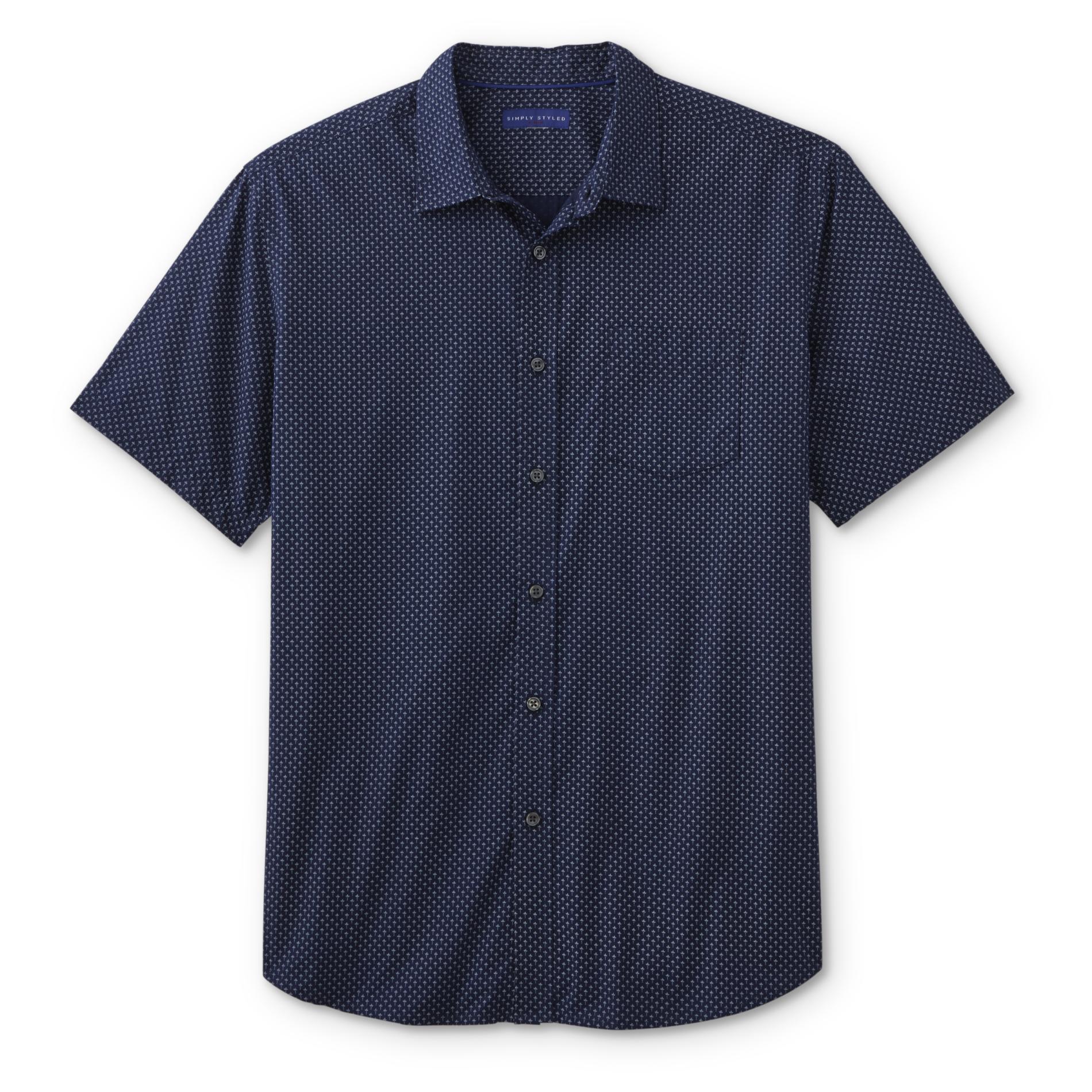 Simply Styled Men's Button-Front Shirt - Ditsy Print