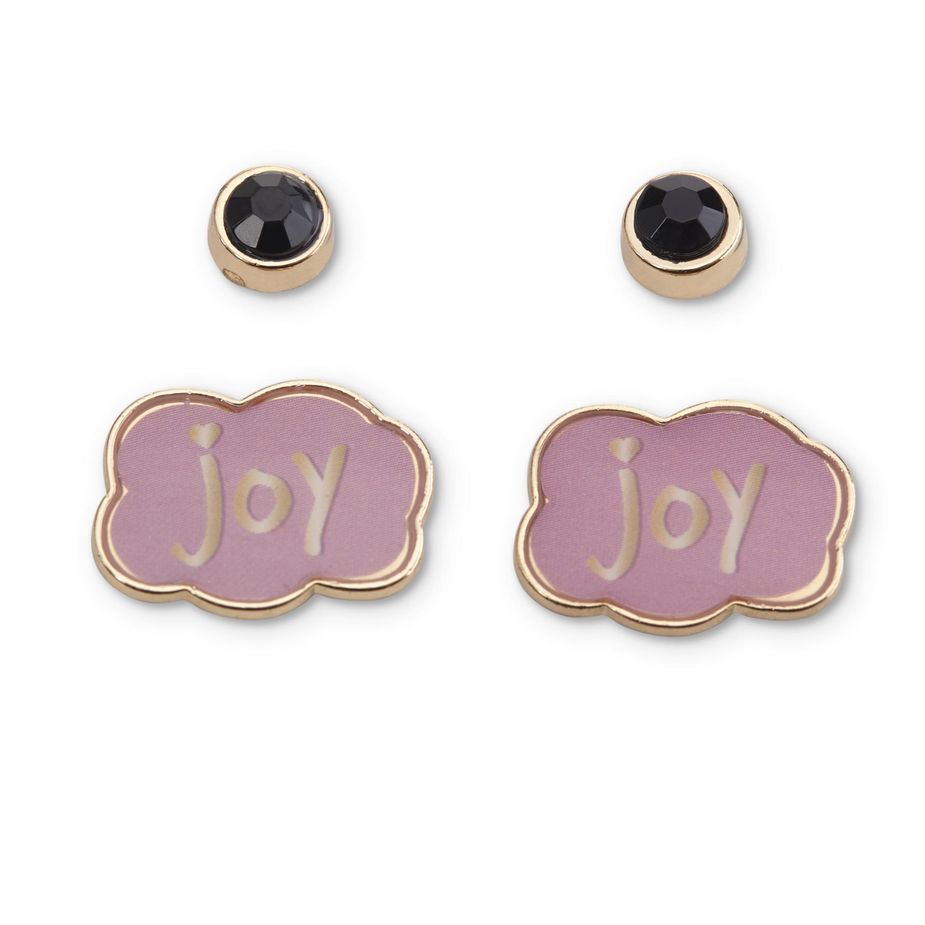 Special Editions Special Edition Girls' 2-Pairs Goldtone Stud Earrings, Size: Small, Black Special Editions Special Edition Girls' 2-Pairs Goldtone Stud Earrings, Size: Small, Black