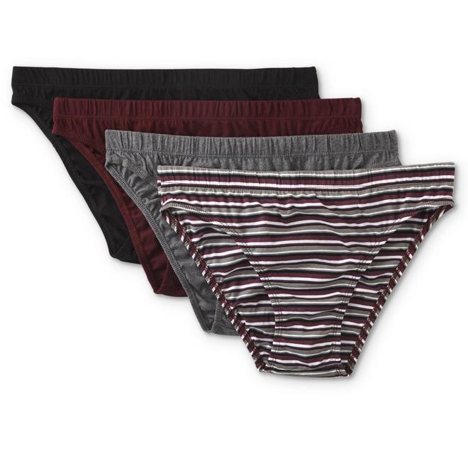 Men's 4Pack Bikini Briefs Solid & Striped