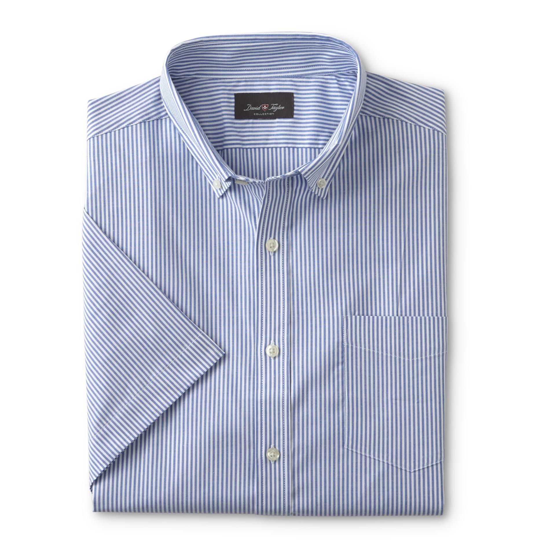 David Taylor Collection Men's Short-Sleeve Oxford Shirt - Striped