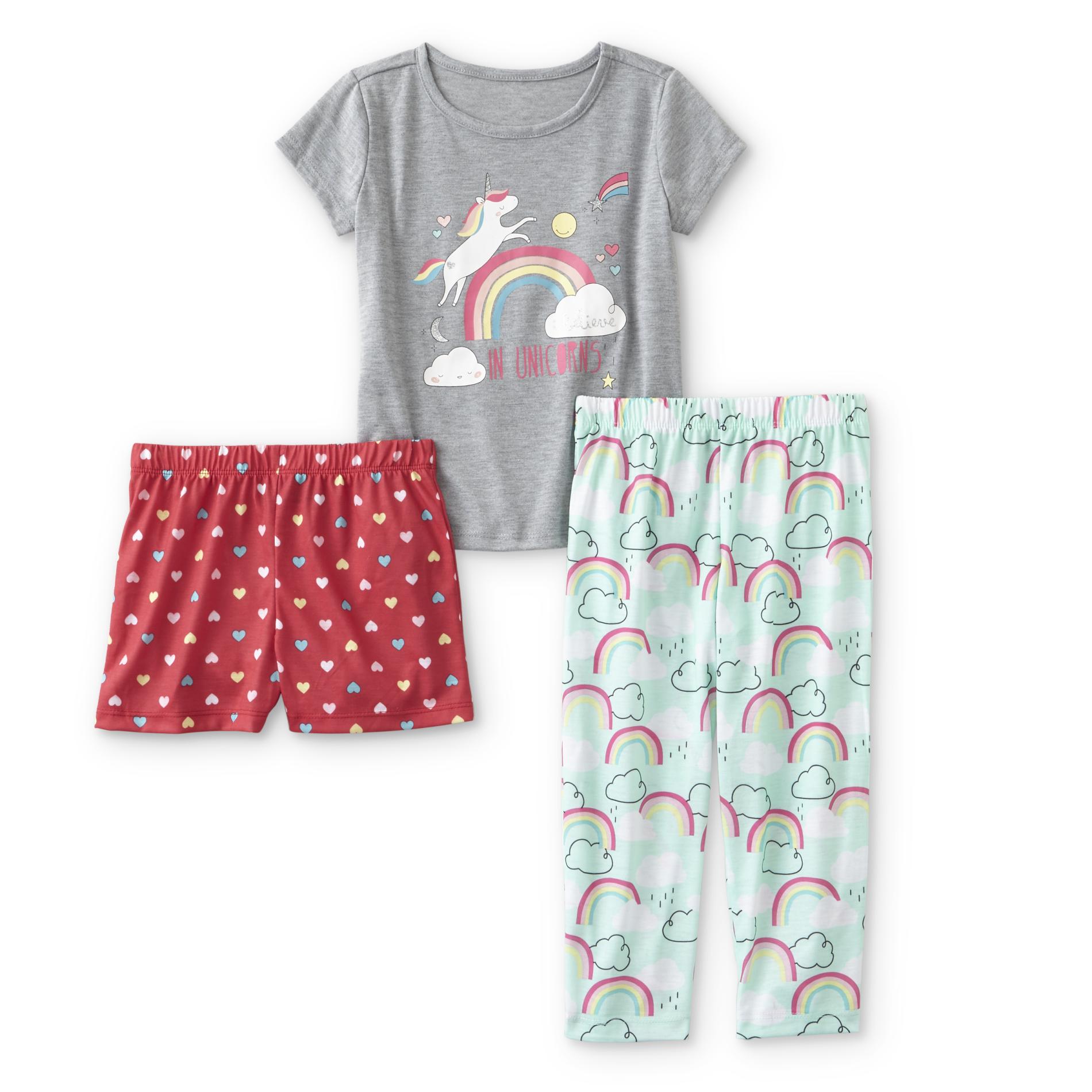 Joe Boxer Infant & Toddler Girls' Pajama T-Shirt, Shorts & Pants - Unicorn