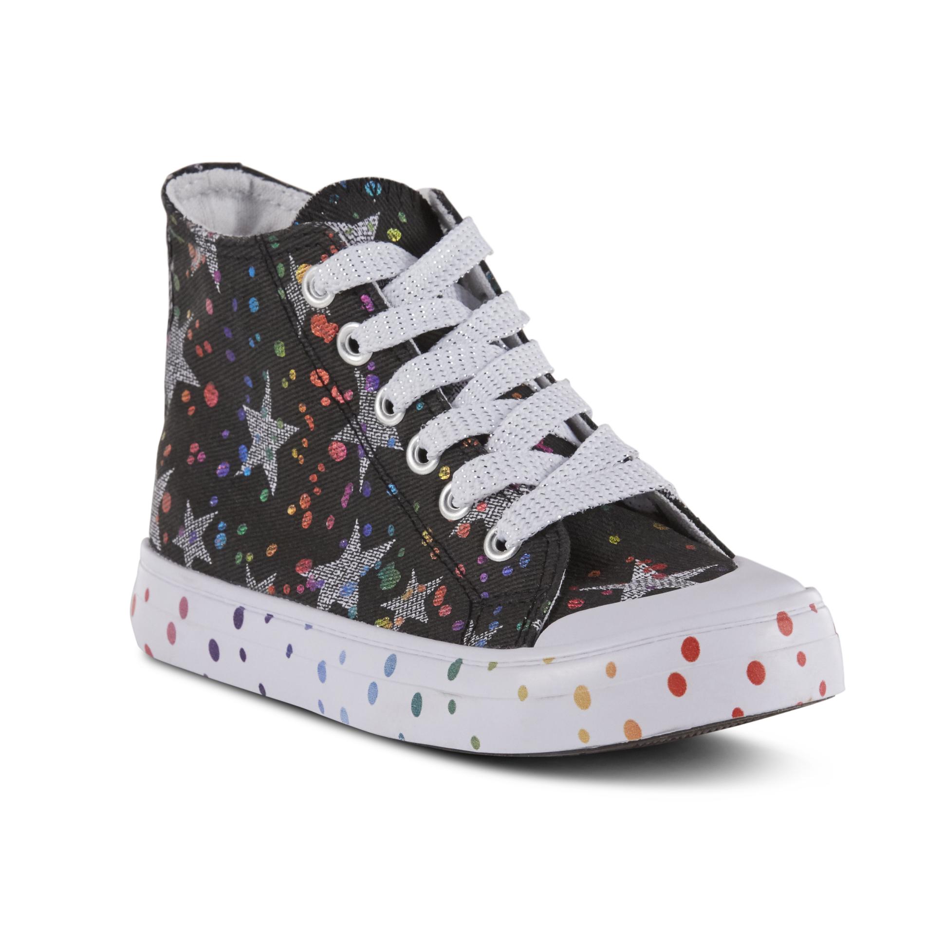 CRB Girl Girls Starlin High Top Sneaker Black Stars