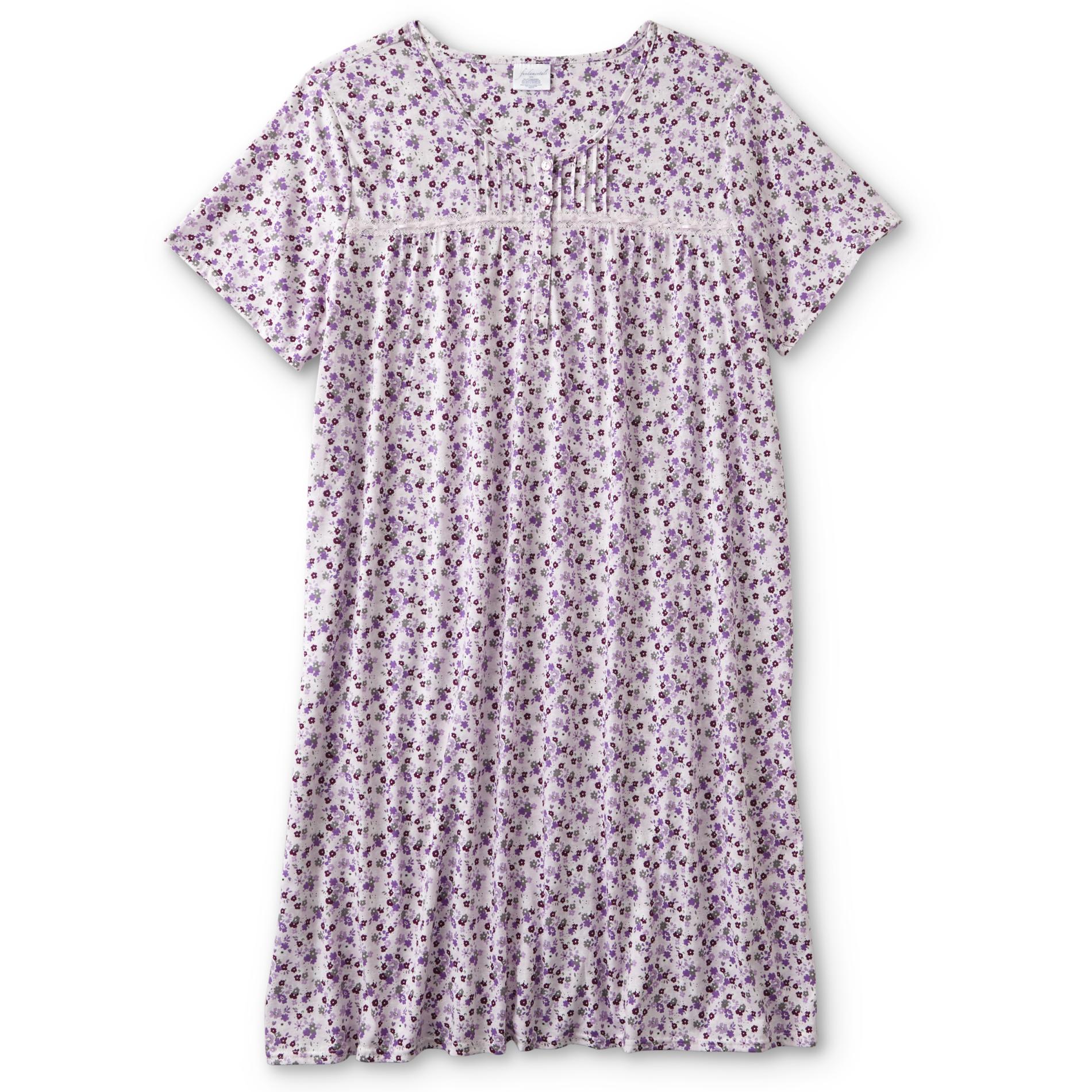 Fundamentals Women's Plus Short-Sleeve Nightgown - Floral