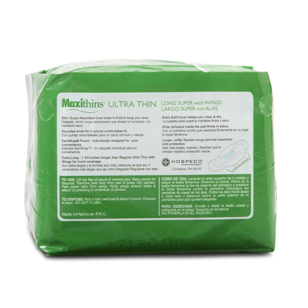 OWN BRAND PACKER Maxithins Ultra Thin Long Super Pads with Wings - 16 Count