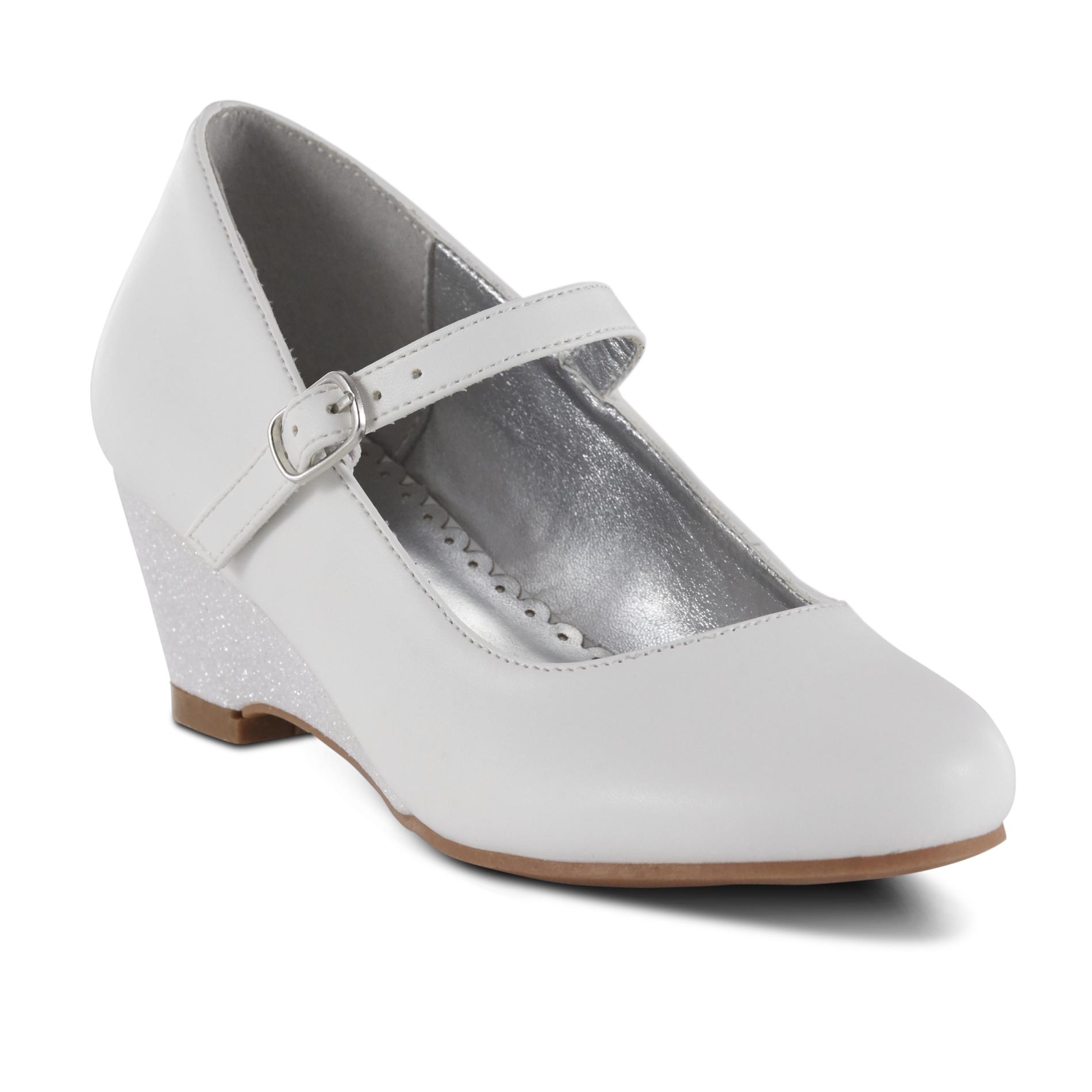 Simply Styled Girls' Jessie Mary Jane Wedge Shoe White