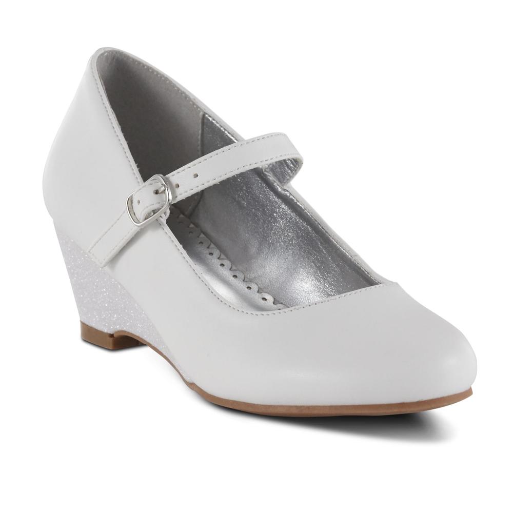 Simply Styled Girls' Jessie Mary Jane Wedge Shoe - White